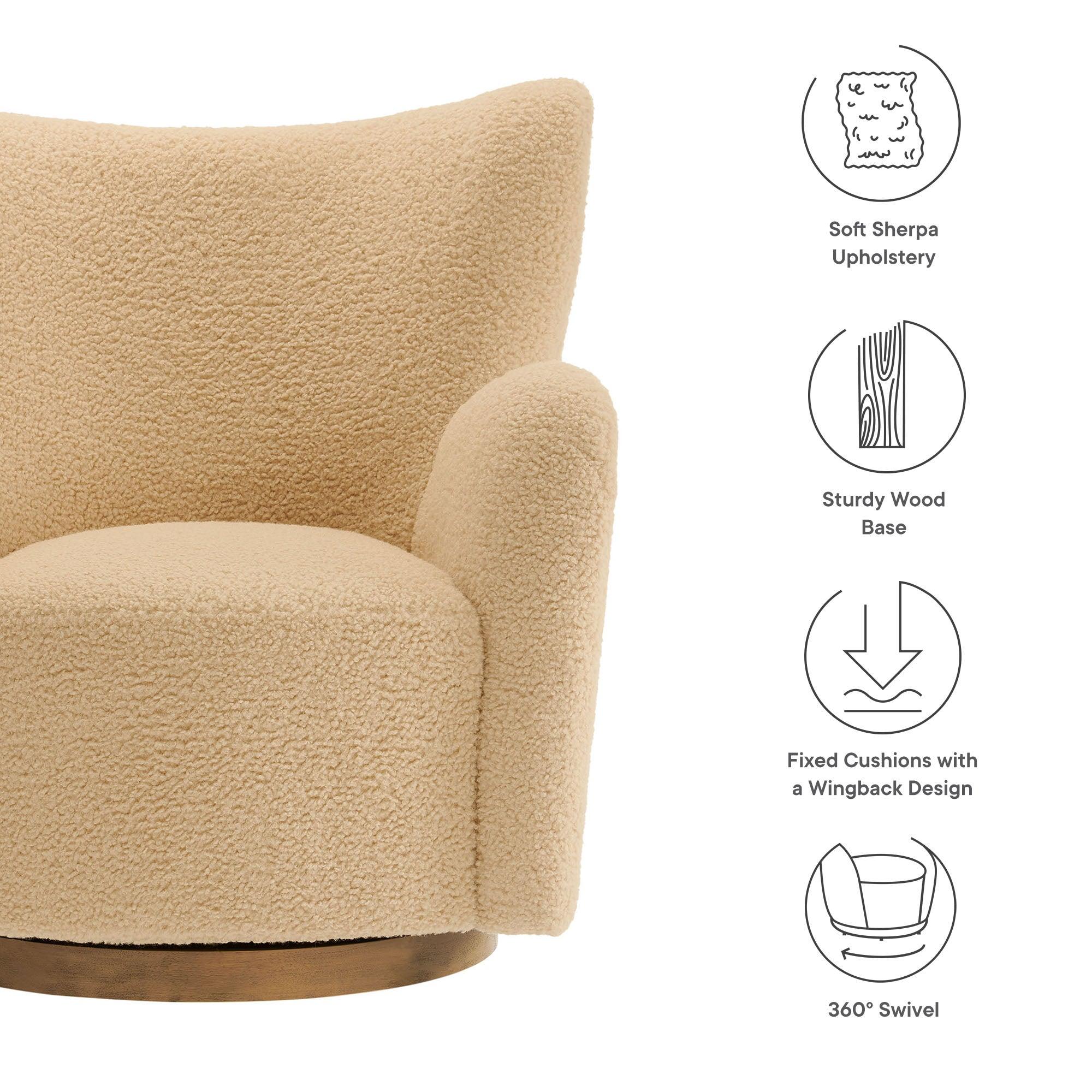 Montrose Wingback Sherpa Swivel Accent Chair