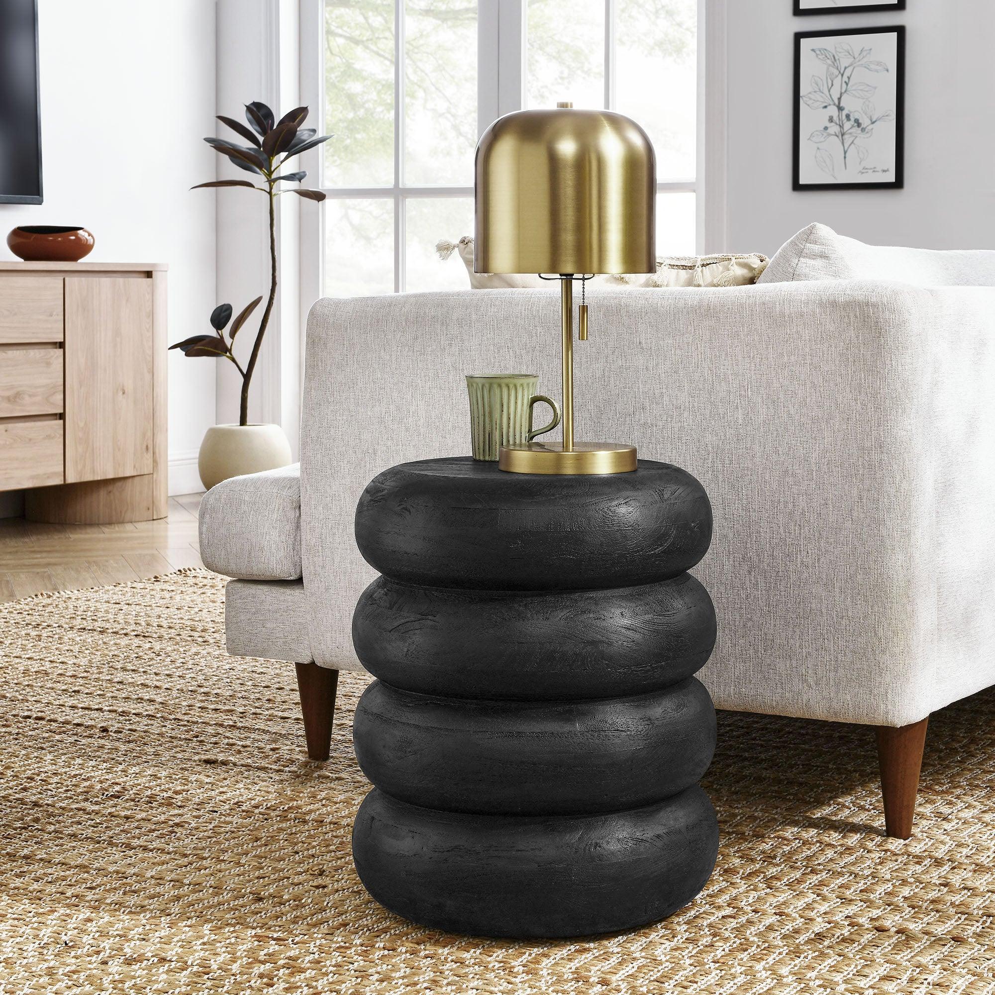 Ellery Round Stacked Wood Side Table