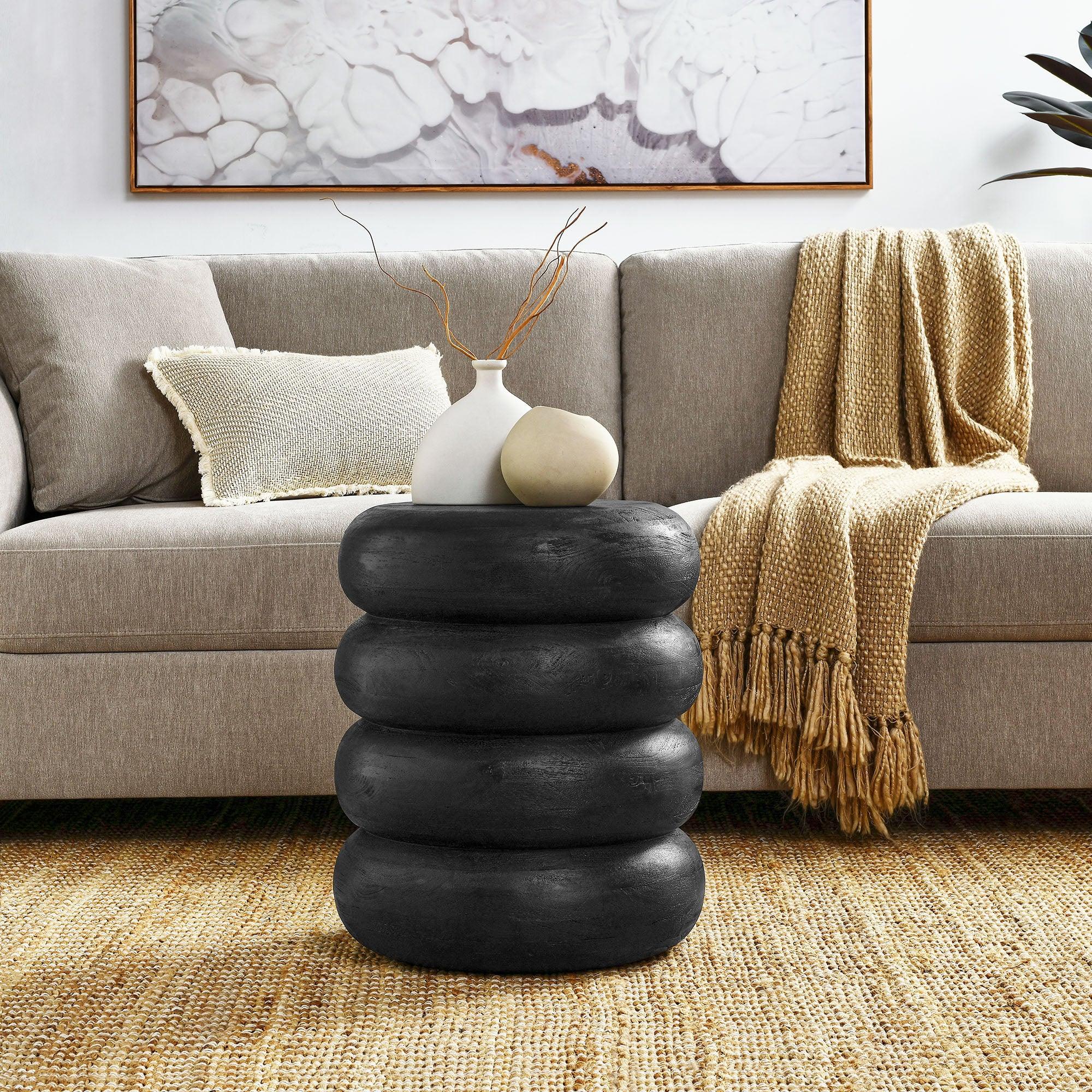 Ellery Round Stacked Wood Side Table