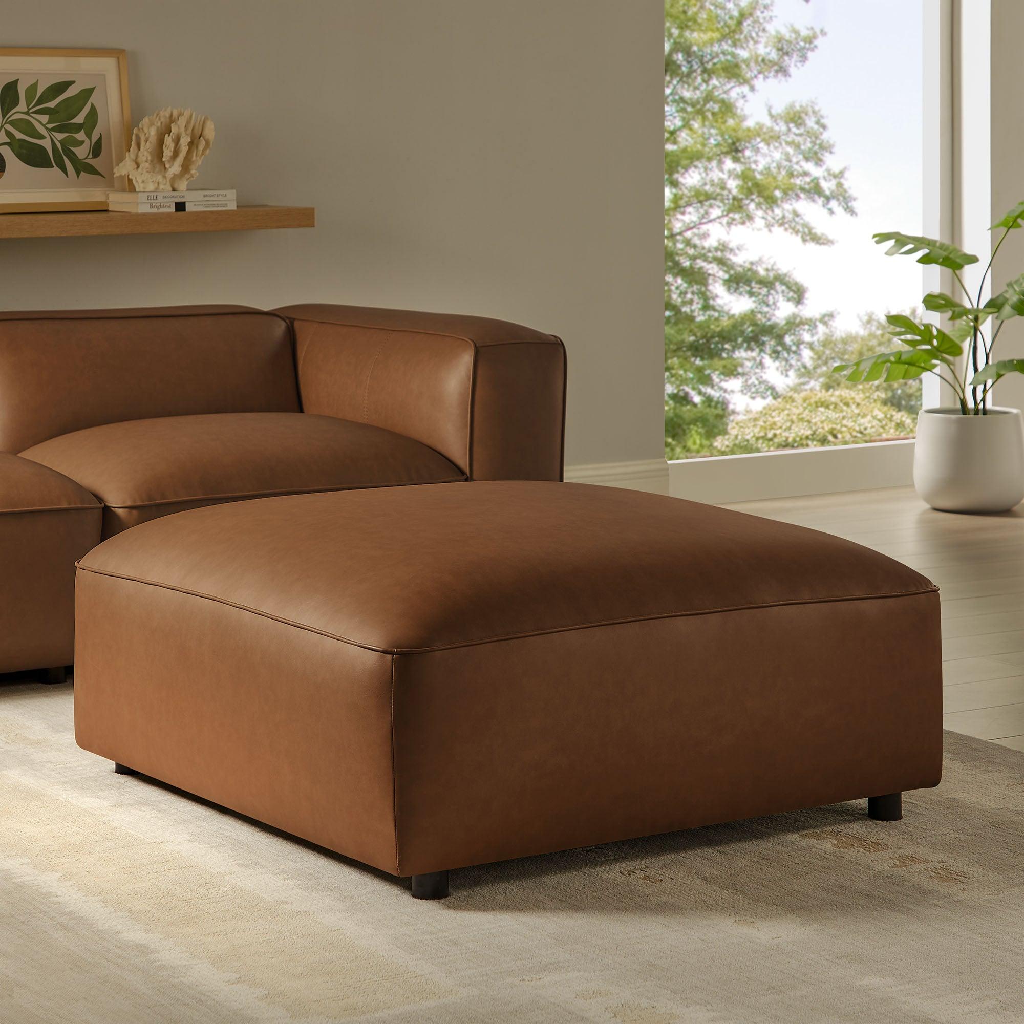 Auren Upholstered Vegan Leather Ottoman