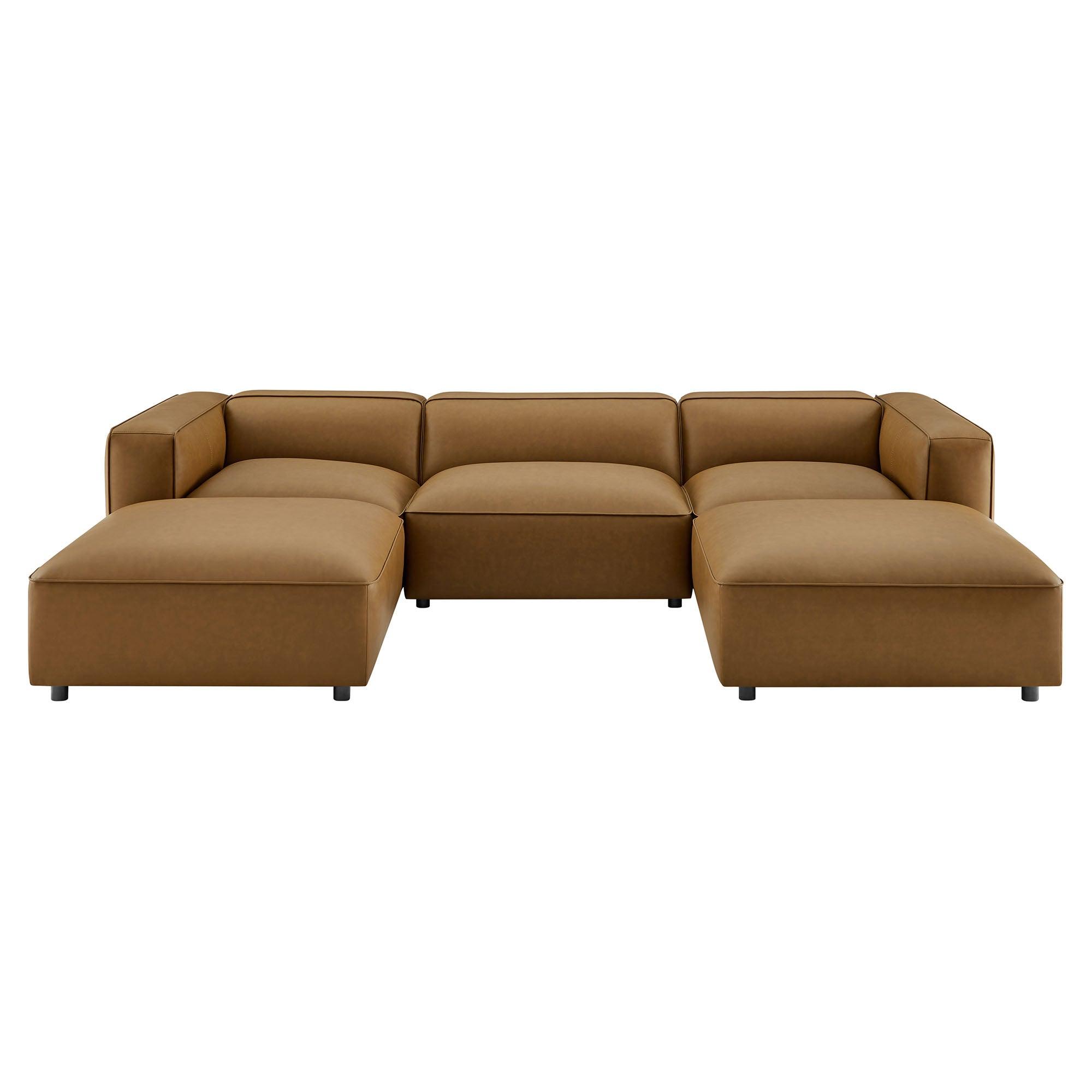 Auren 5-Piece Upholstered Vegan Leather Modular U-Shaped Sofa