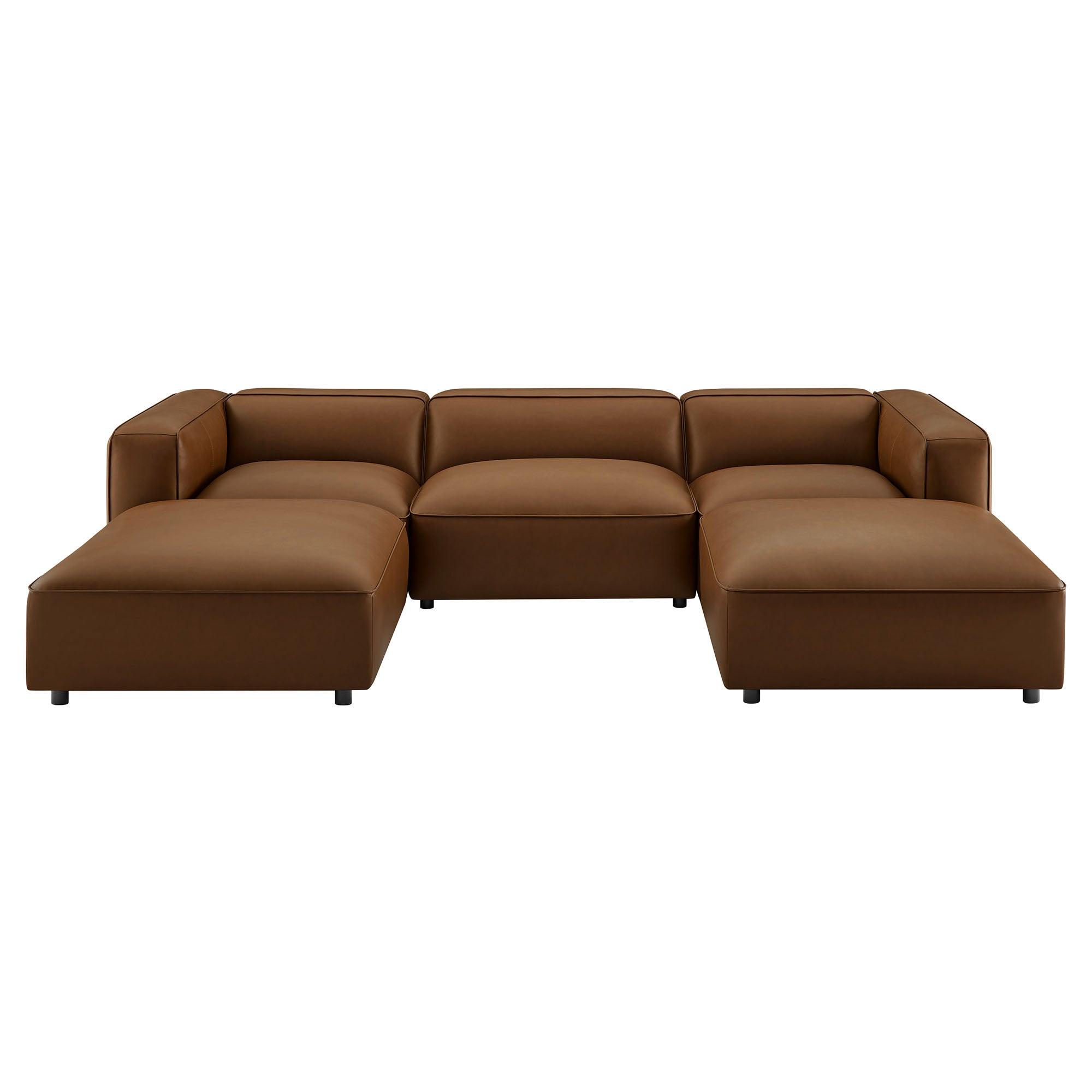 Auren 5-Piece Upholstered Vegan Leather Modular U-Shaped Sofa