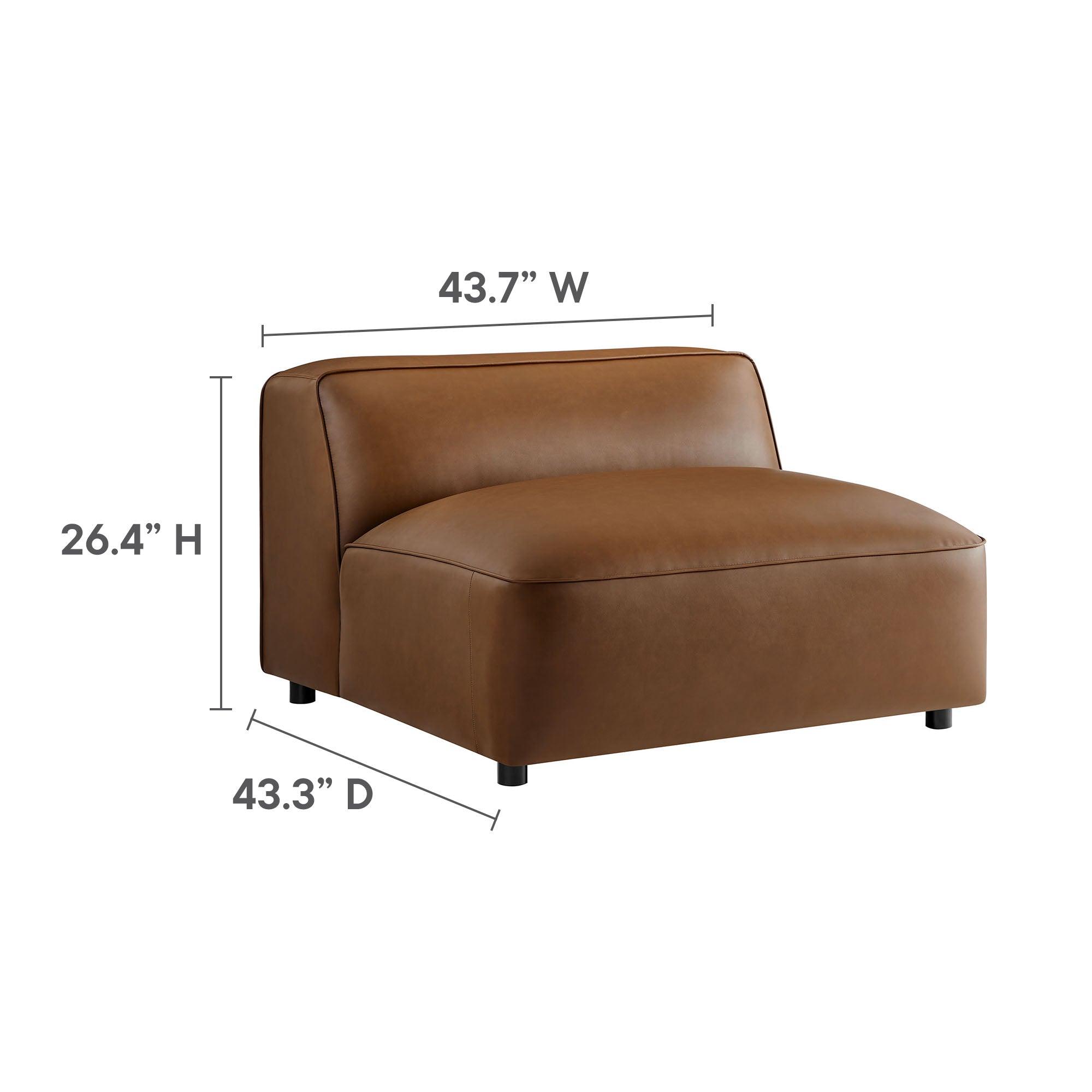 Auren 5-Piece Upholstered Armless L-Shaped Vegan Leather Modular Sofa