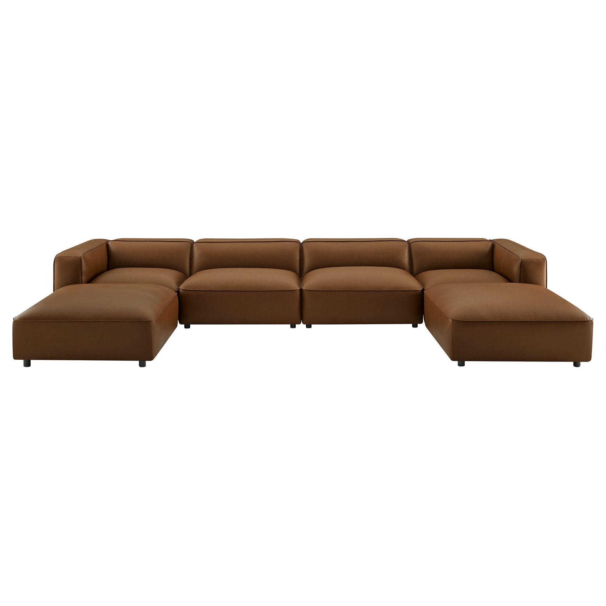 Auren 6-Piece Upholstered Vegan Leather Modular Sofa