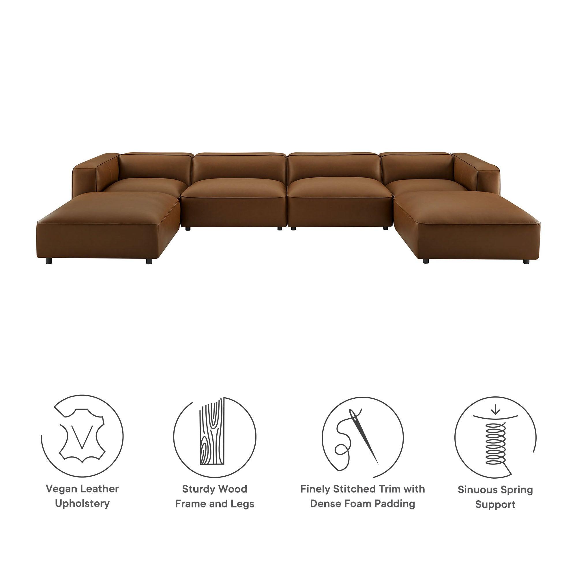 Auren 6-Piece Upholstered Vegan Leather Modular Sofa