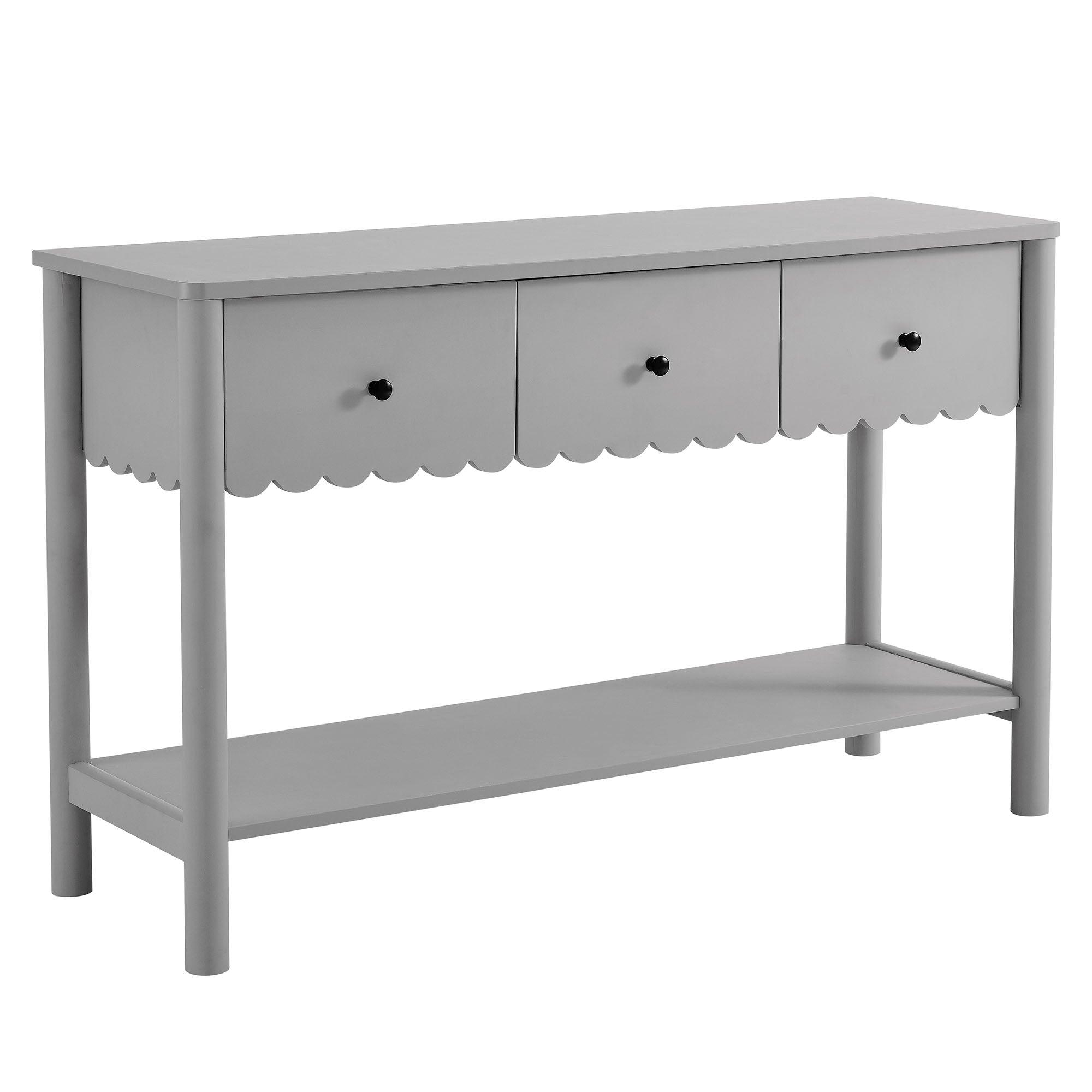 Emmeline 3-Drawer Scalloped Console Table