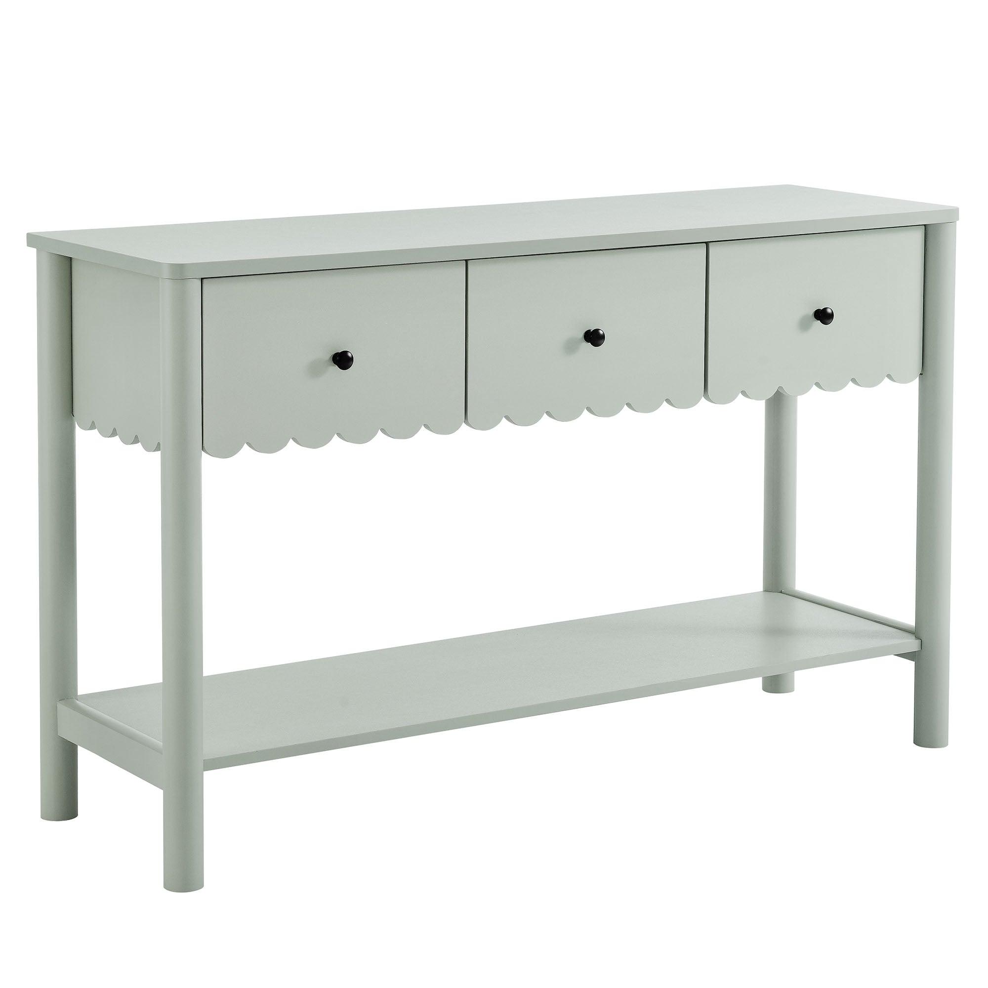 Emmeline 3-Drawer Scalloped Console Table