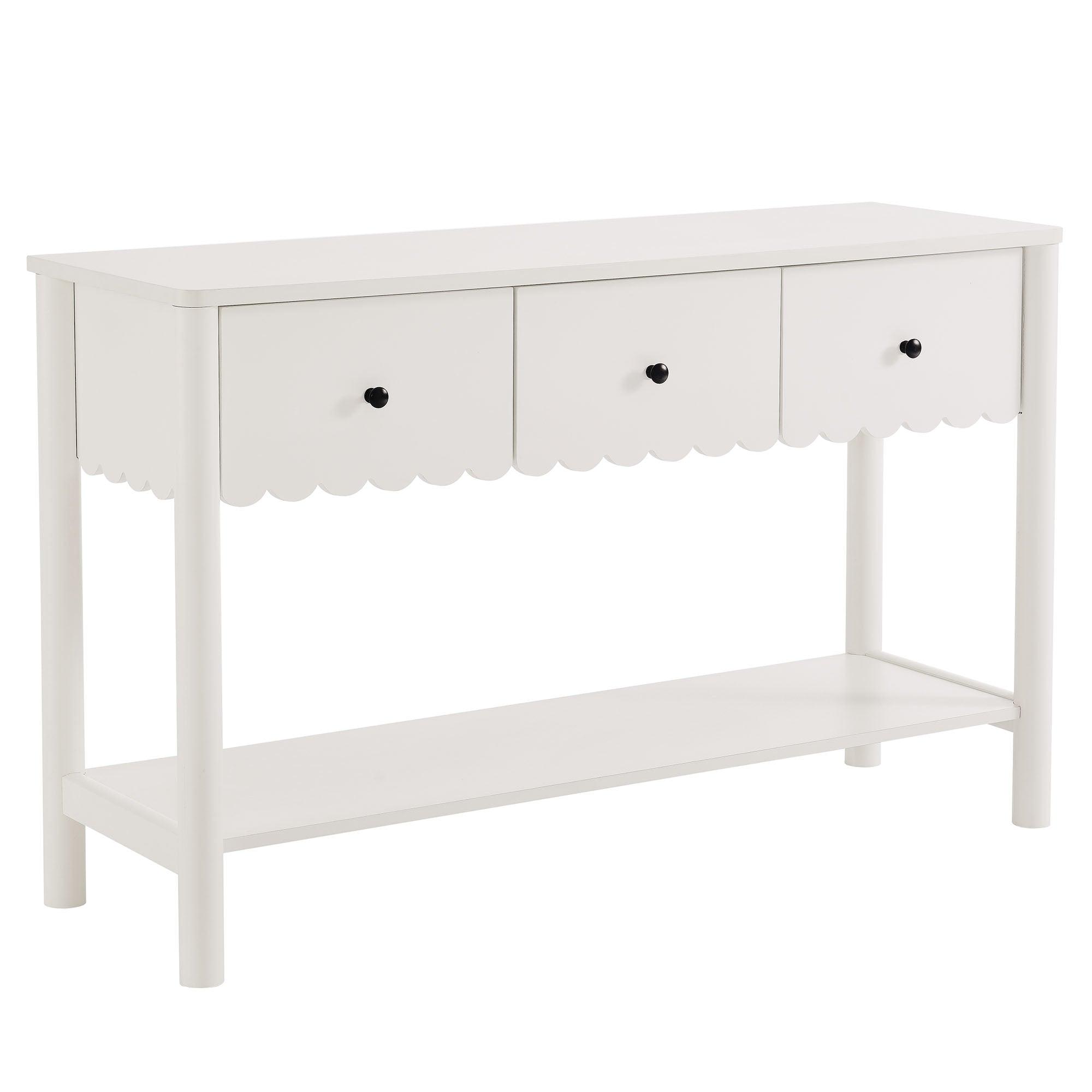 Emmeline 3-Drawer Scalloped Console Table