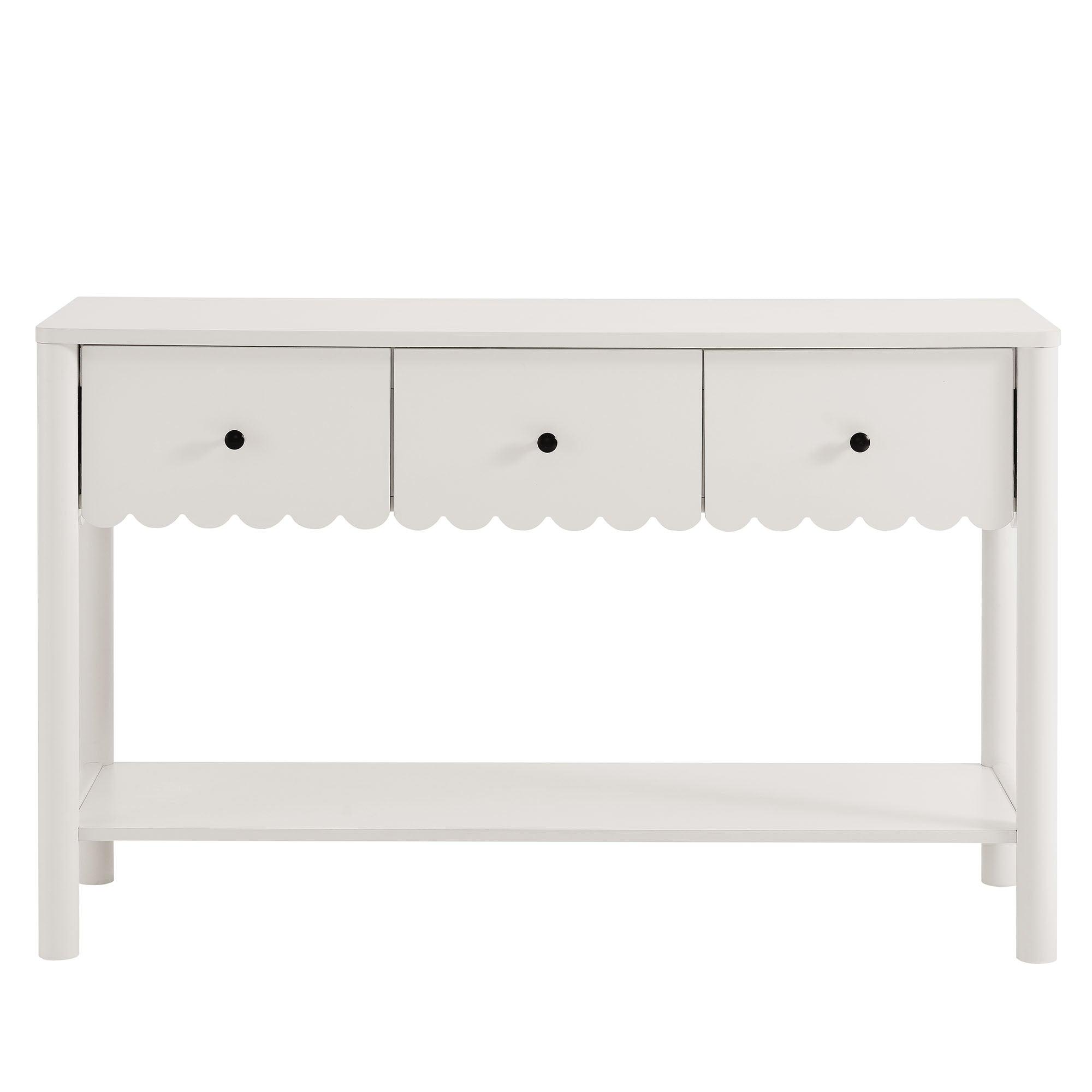 Emmeline 3-Drawer Scalloped Console Table