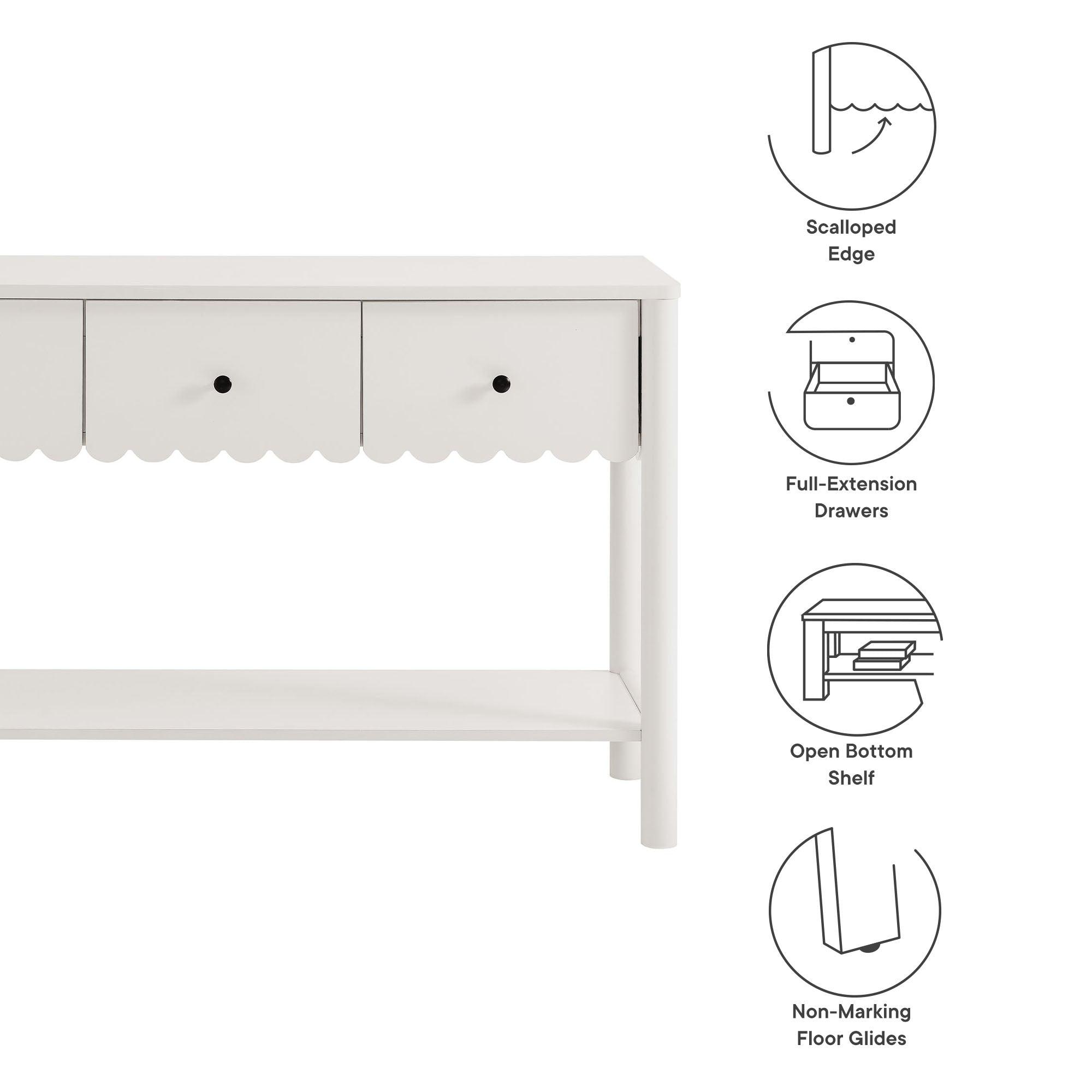 Emmeline 3-Drawer Scalloped Console Table