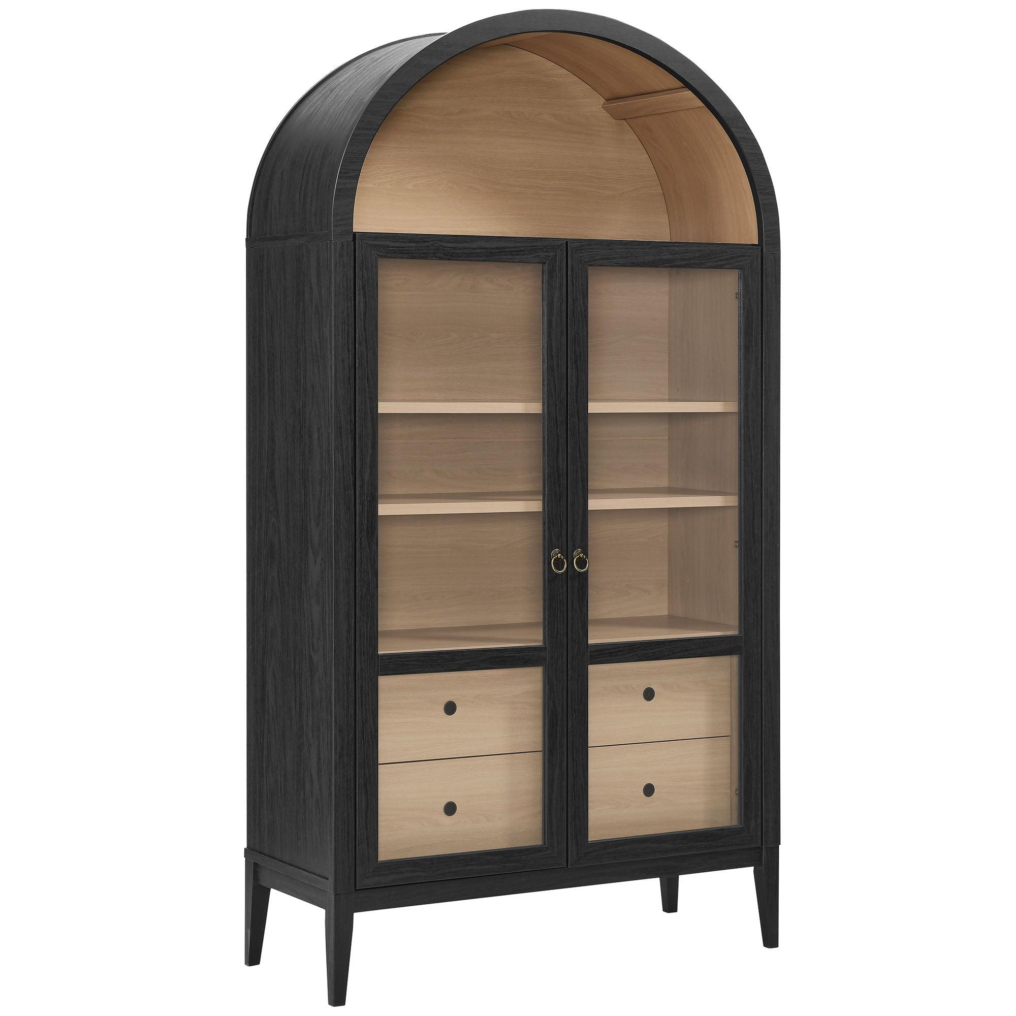 Nolan 74" Tall Wide Arched Storage Display Cabinet