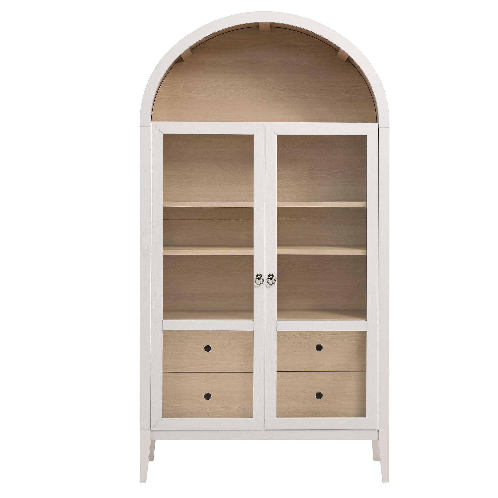 Nolan 74" Tall Wide Arched Storage Display Cabinet