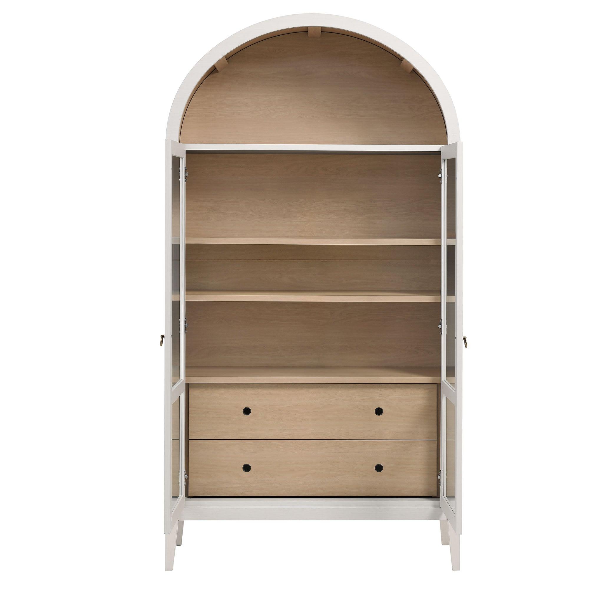 Nolan 74" Tall Wide Arched Storage Display Cabinet