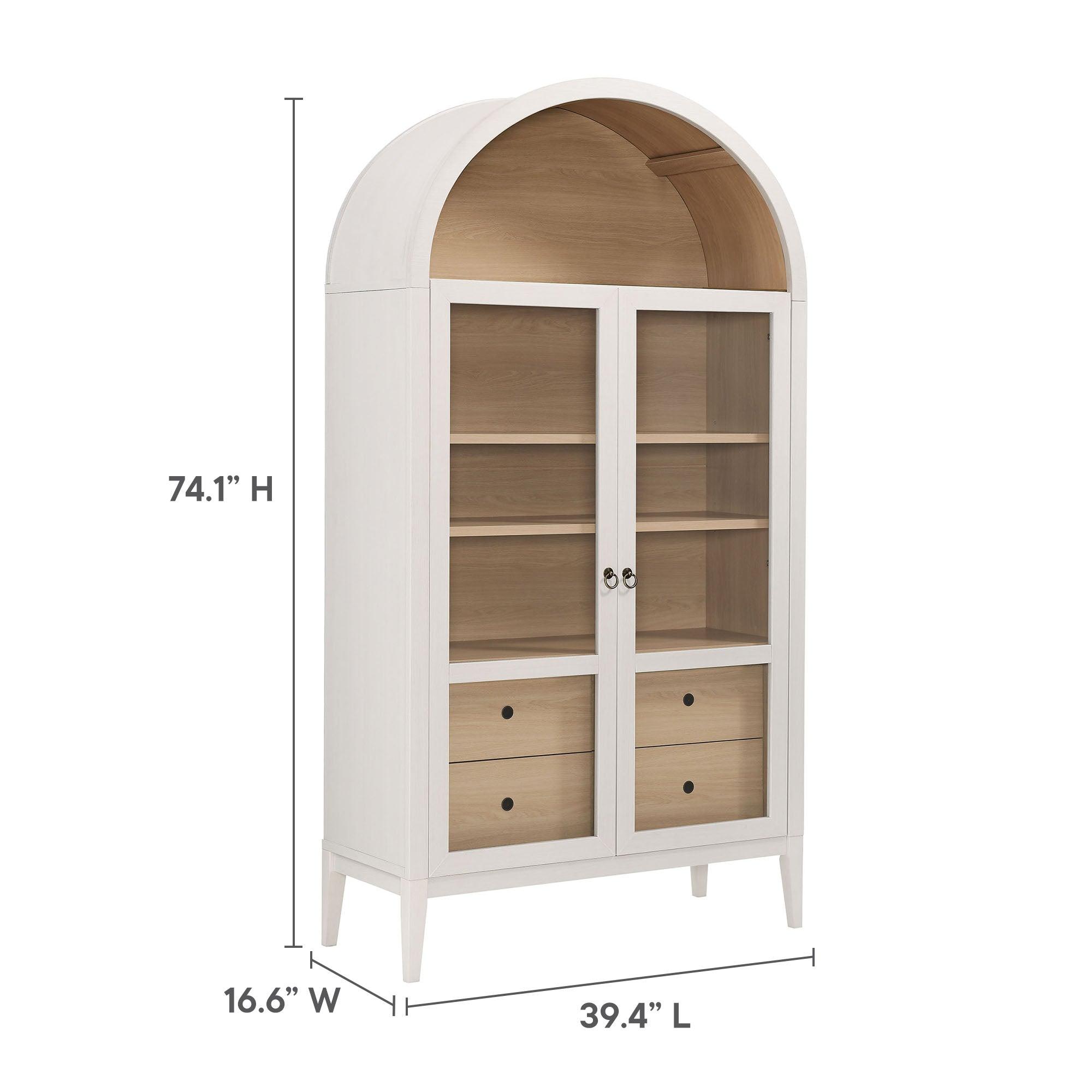 Nolan 74" Tall Wide Arched Storage Display Cabinet