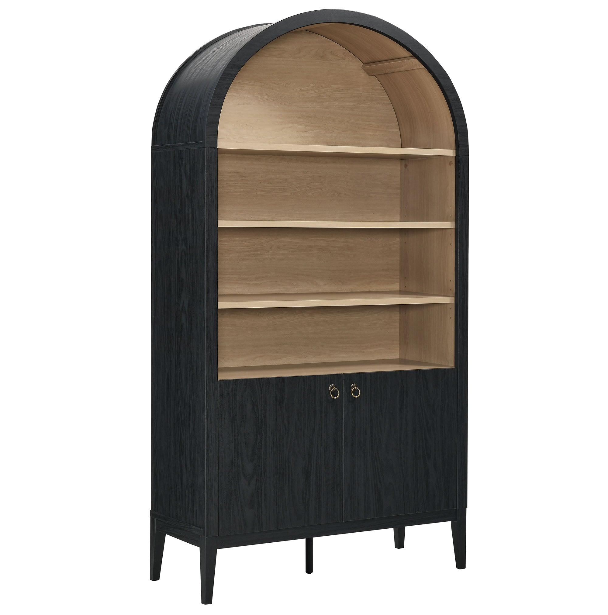 Nolan 74" Tall Wide Arched Storage Display Cabinet Bookshelf