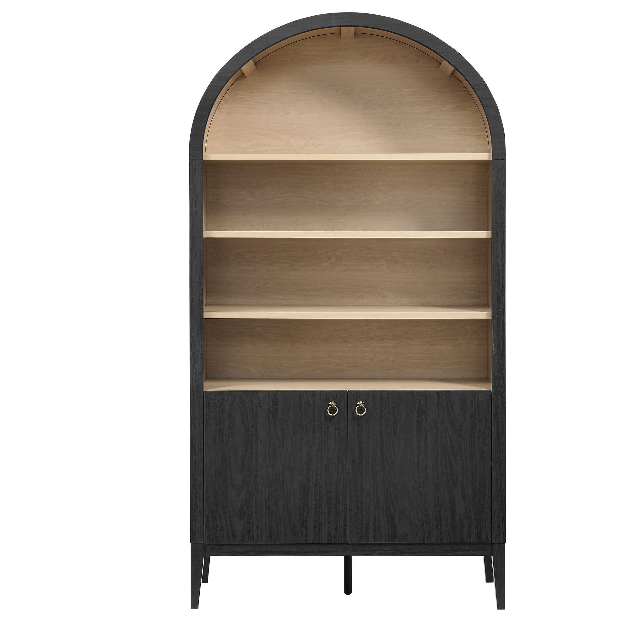 Nolan 74" Tall Wide Arched Storage Display Cabinet Bookshelf