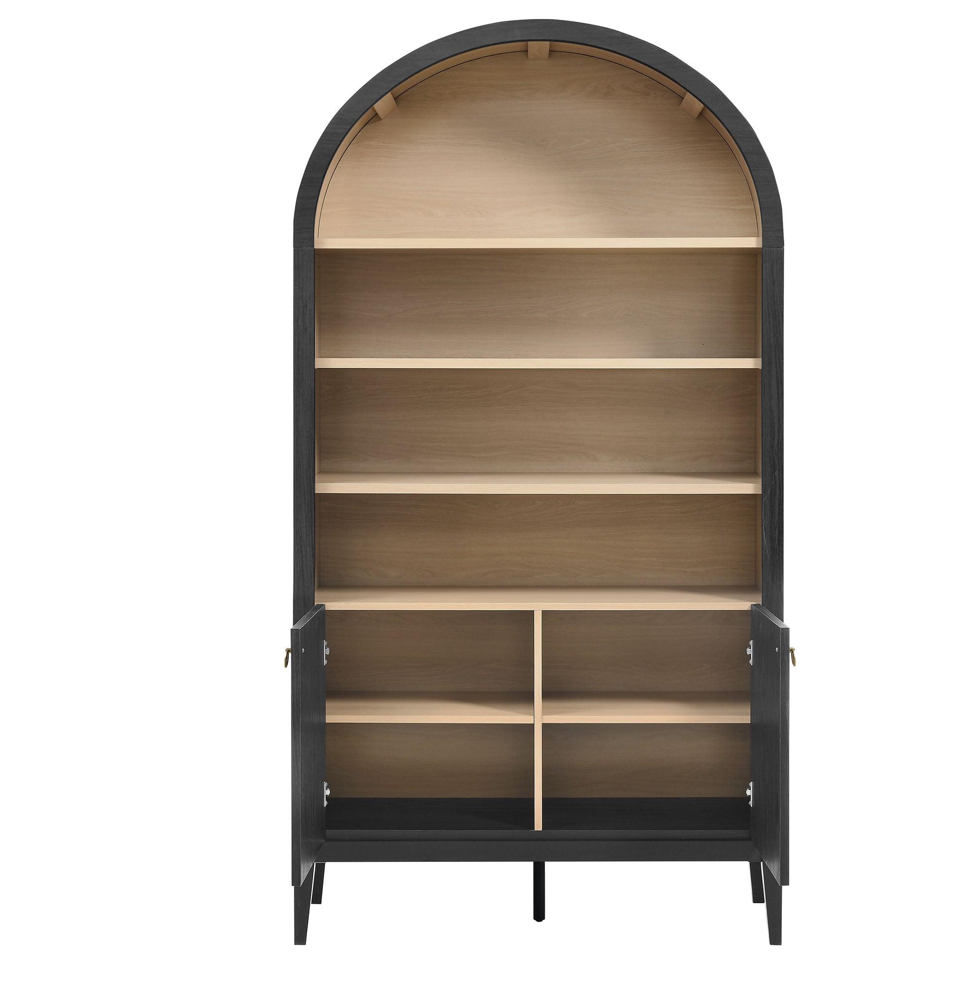 Nolan 74" Tall Wide Arched Storage Display Cabinet Bookshelf