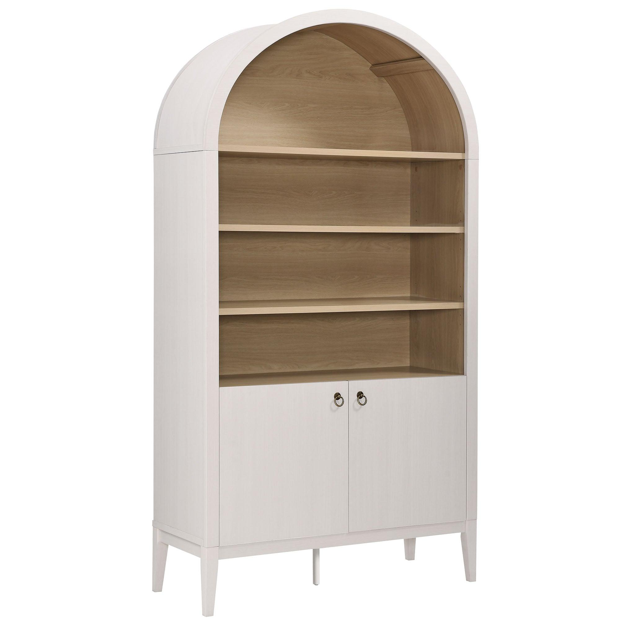 Nolan 74" Tall Wide Arched Storage Display Cabinet Bookshelf