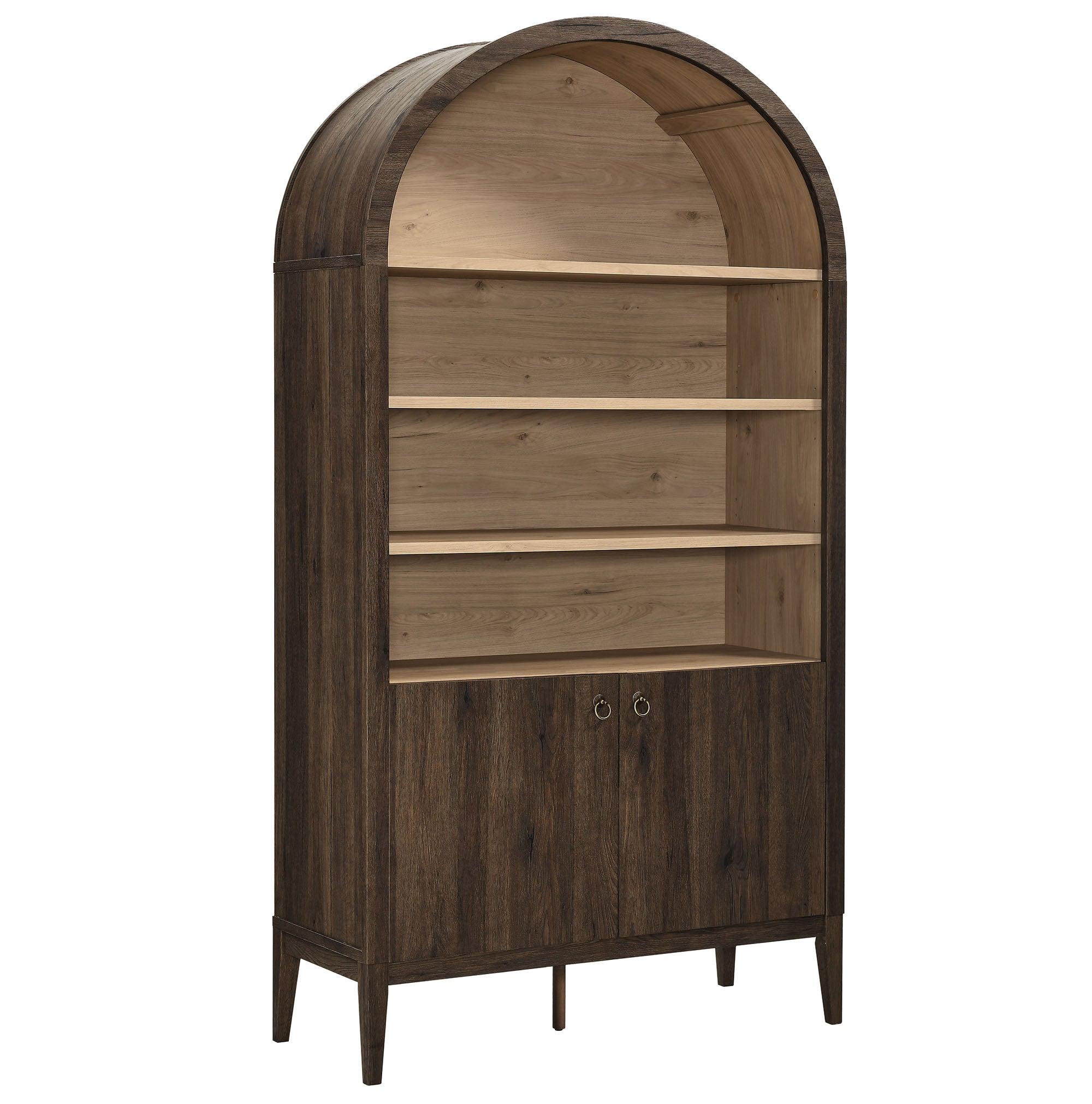 Nolan 74" Tall Wide Arched Storage Display Cabinet Bookshelf