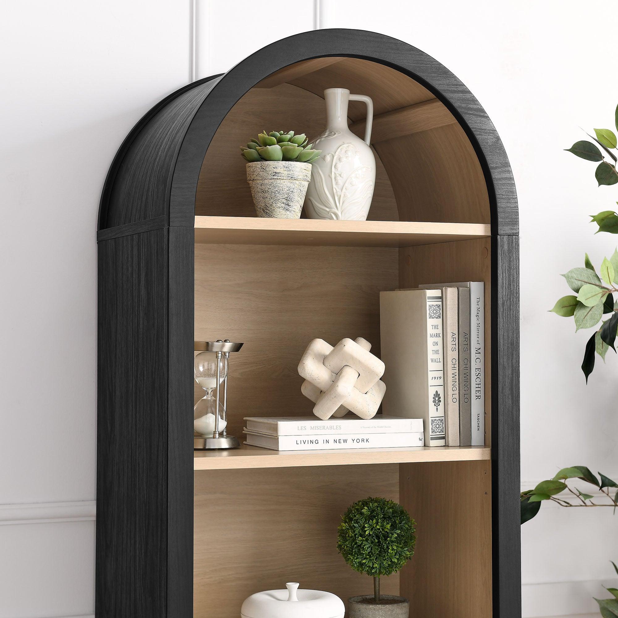 Evie Arched Narrow Bookcase Display Cabinet