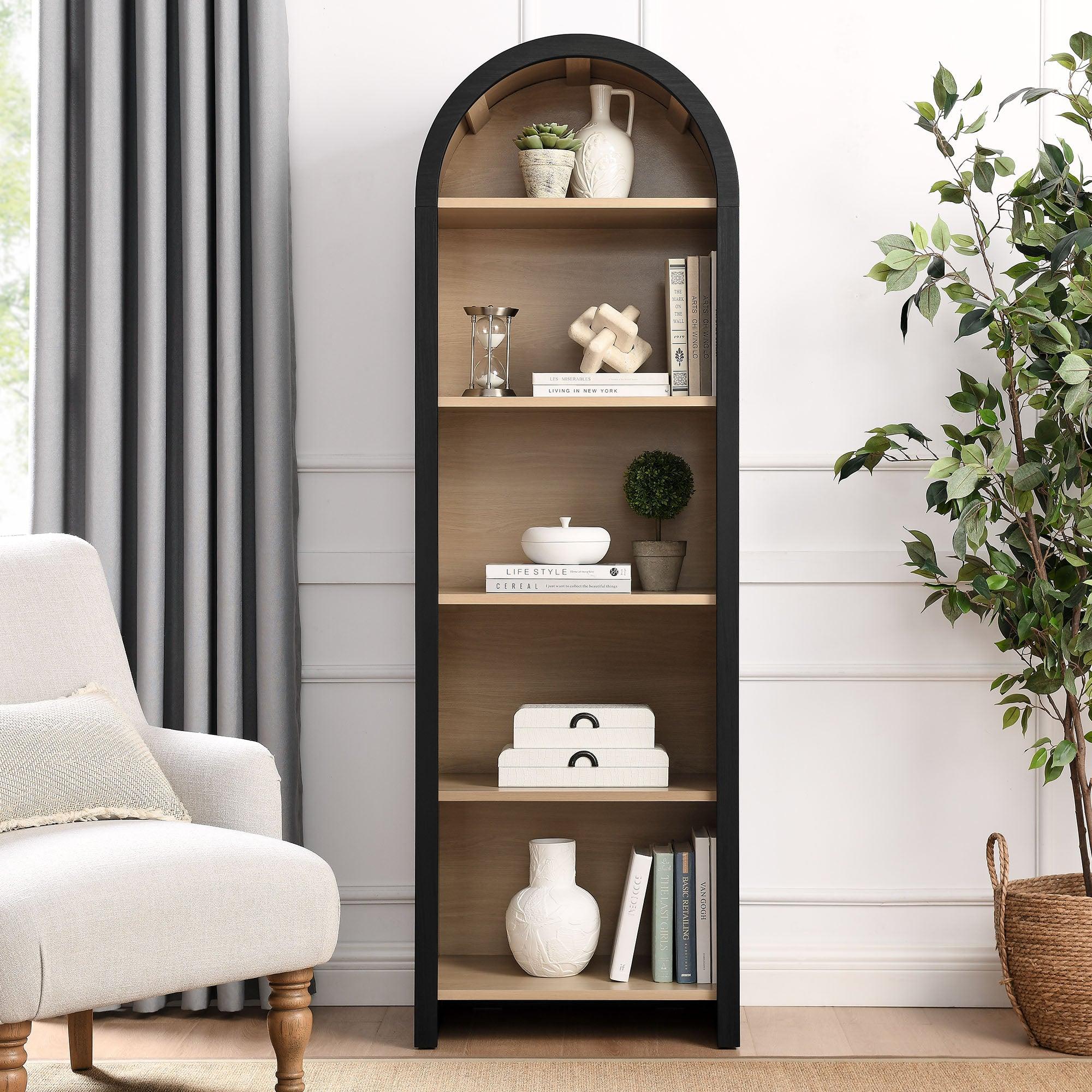 Evie Arched Narrow Bookcase Display Cabinet