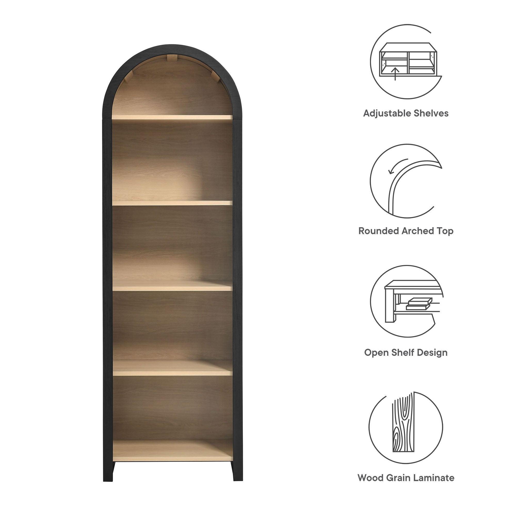 Evie Arched Narrow Bookcase Display Cabinet