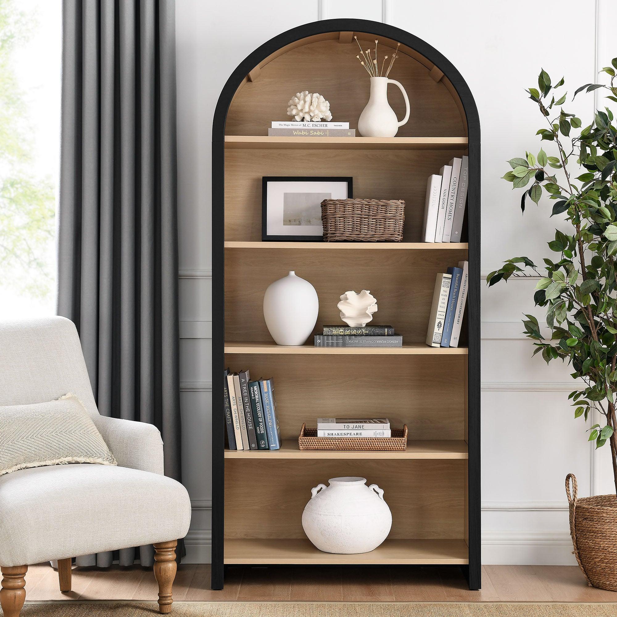 Evie Arched Wide Bookcase Display Cabinet