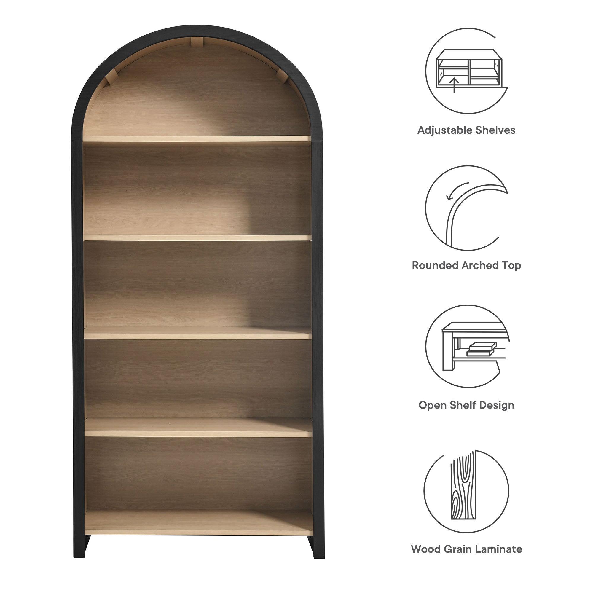 Evie Arched Wide Bookcase Display Cabinet