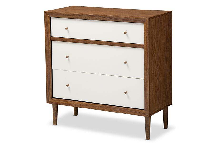 Harlow Mid-century Modern Scandinavian Style and Wood 3-drawer Chest