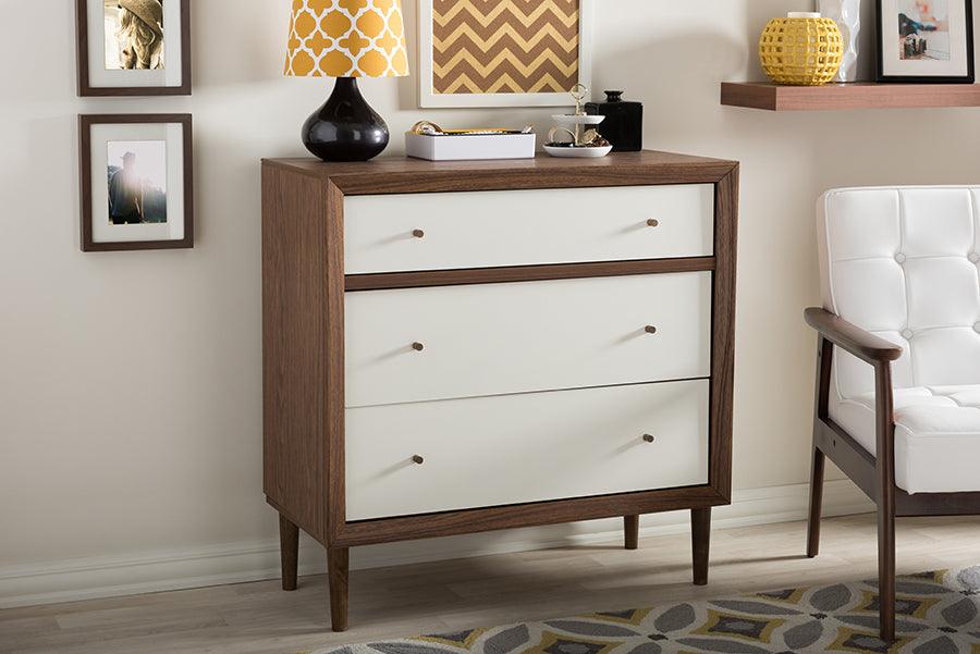 Harlow Mid-century Modern Scandinavian Style and Wood 3-drawer Chest