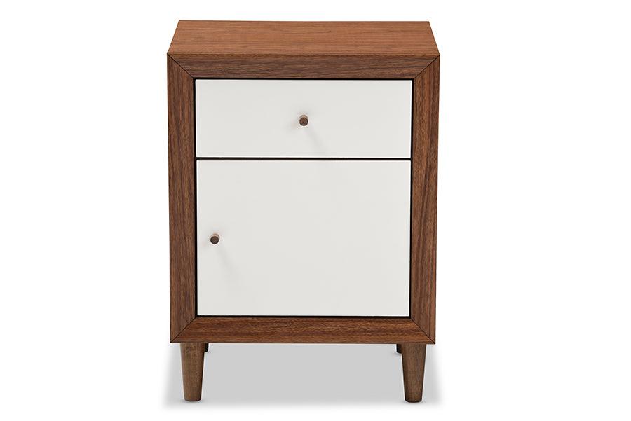 Harlow Mid-century Modern Scandinavian Style and Wood 1-drawer and 1-door Nightstand