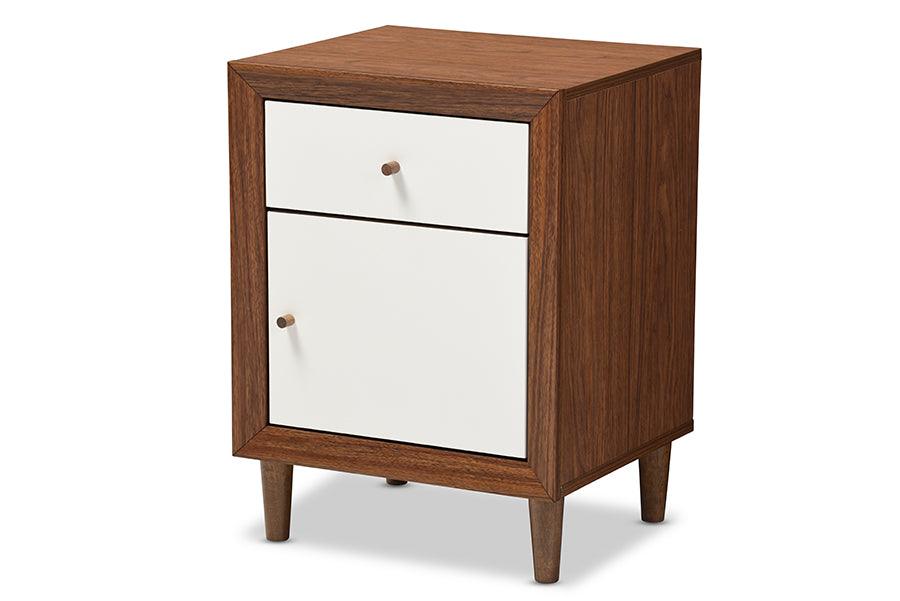 Harlow Mid-century Modern Scandinavian Style and Wood 1-drawer and 1-door Nightstand