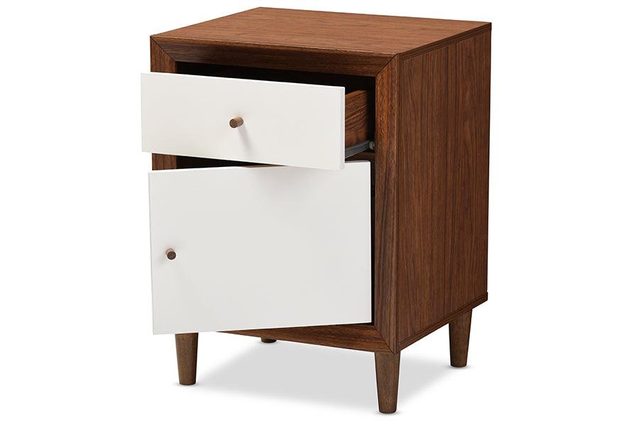 Harlow Mid-century Modern Scandinavian Style and Wood 1-drawer and 1-door Nightstand