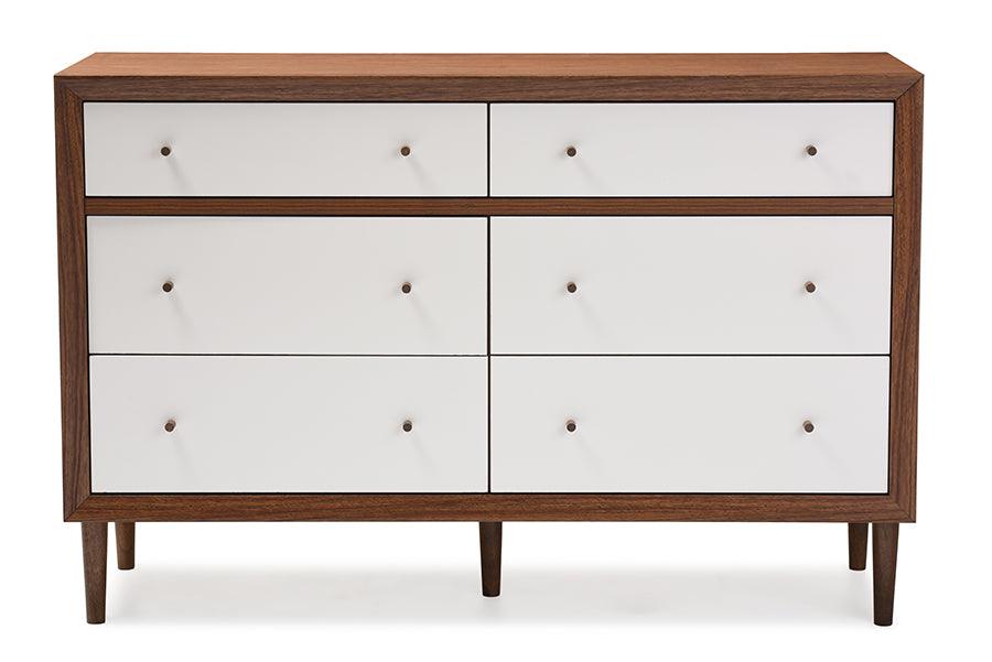 Harlow Mid-century Modern Scandinavian Style and Wood 6-drawer Storage Dresser