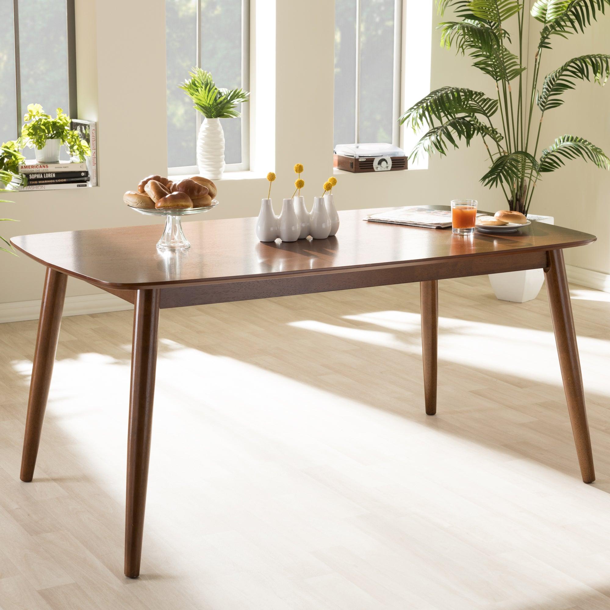 Flora Mid-Century Modern "" Medium Finishing Wood Dining Table