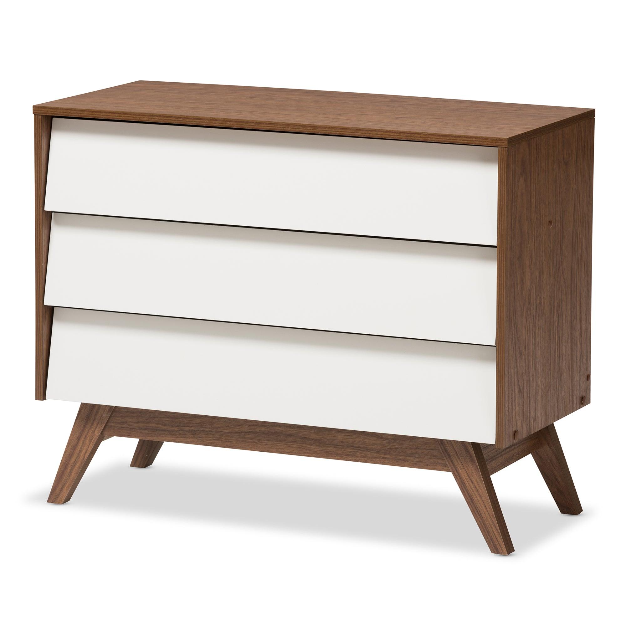 Hildon Mid-Century Modern and Wood 3-Drawer Storage Chest