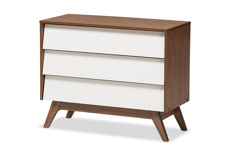 Hildon Mid-Century Modern and Wood 3-Drawer Storage Chest