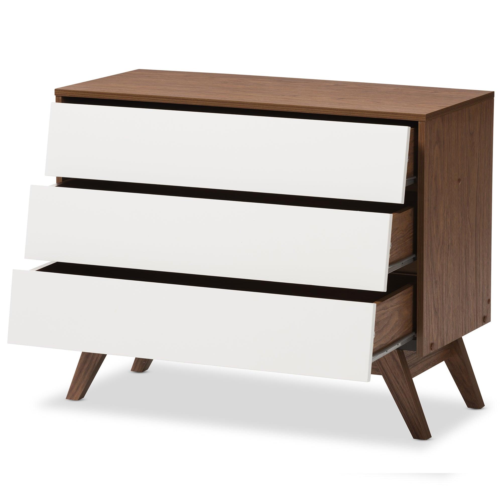 Hildon Mid-Century Modern and Wood 3-Drawer Storage Chest