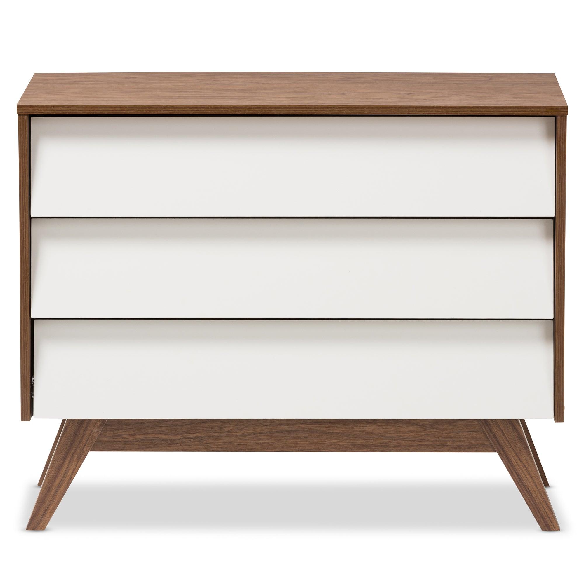 Hildon Mid-Century Modern and Wood 3-Drawer Storage Chest