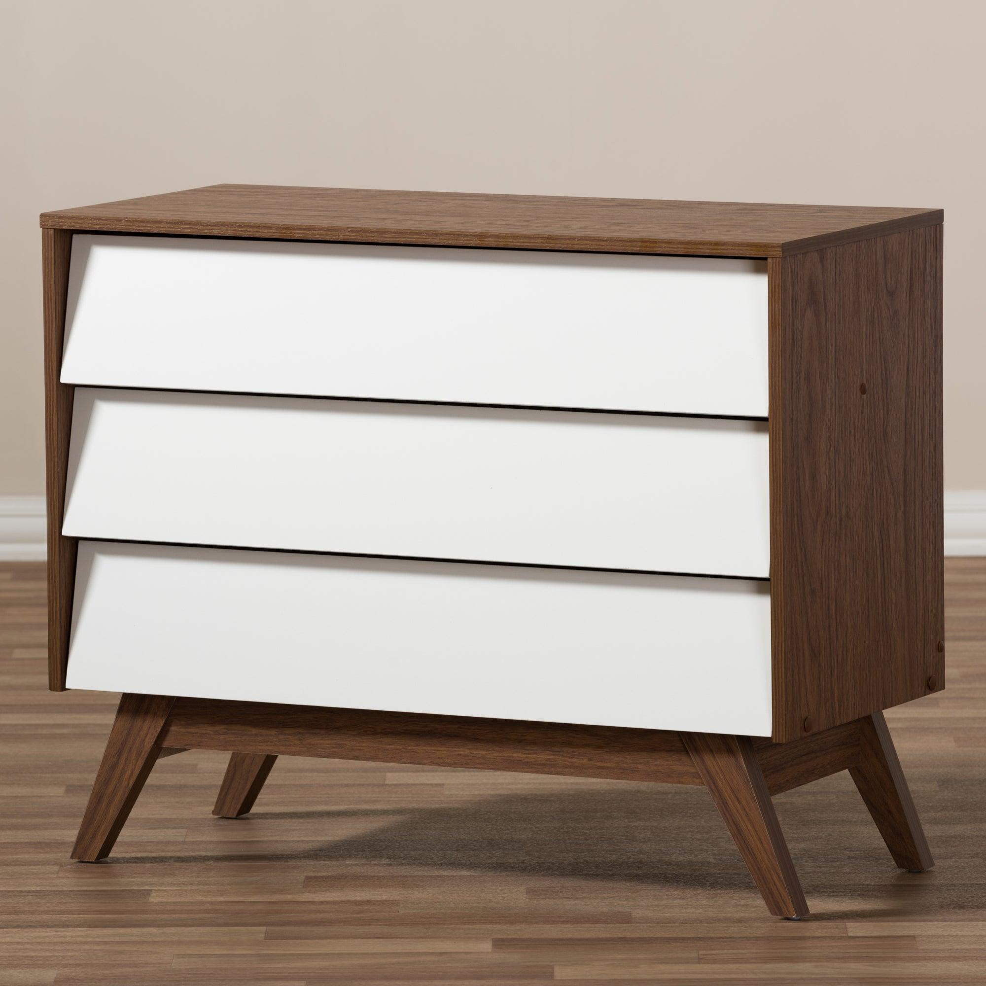 Hildon Mid-Century Modern and Wood 3-Drawer Storage Chest