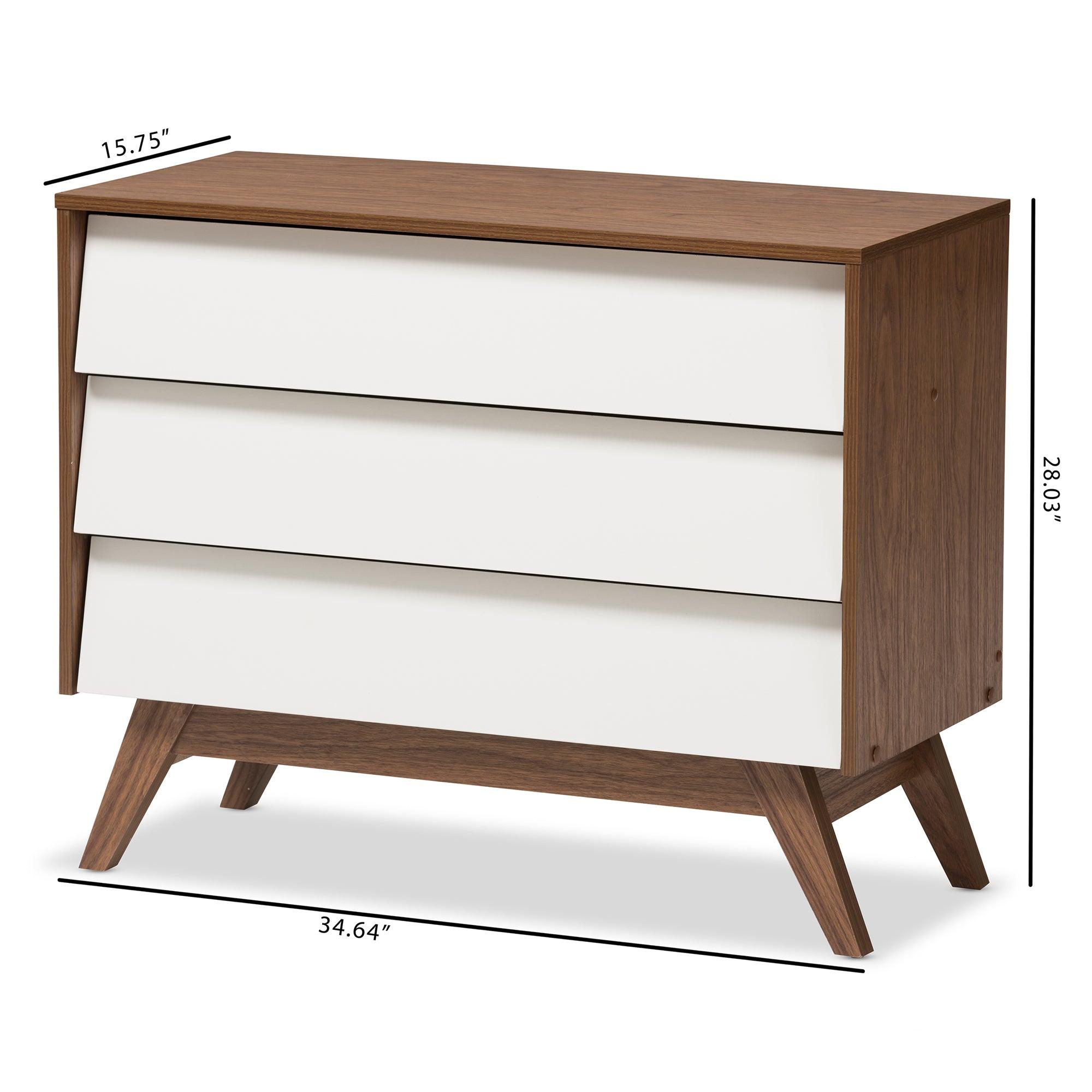 Hildon Mid-Century Modern and Wood 3-Drawer Storage Chest