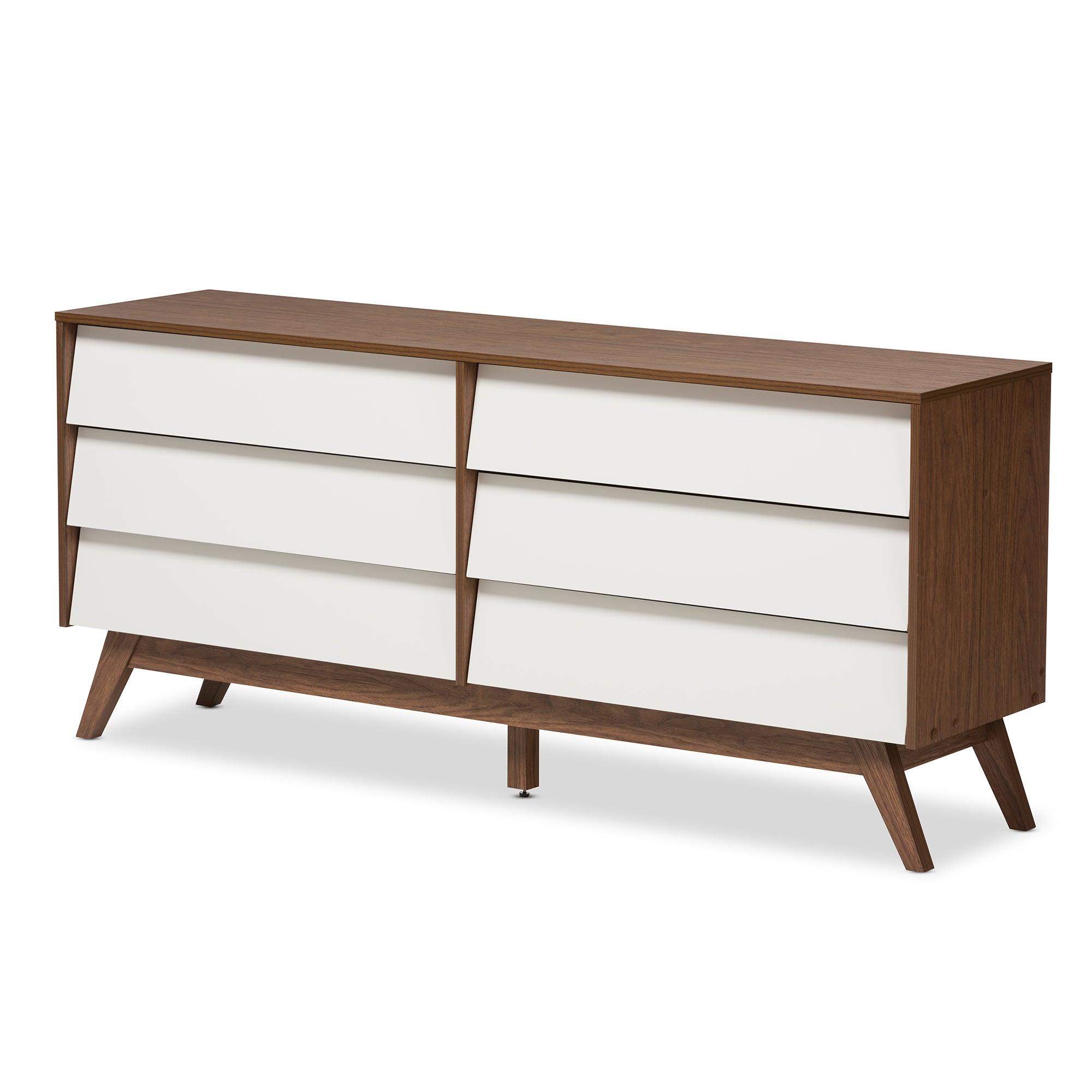 Hildon Mid-Century Modern and Wood 6-Drawer Storage Dresser