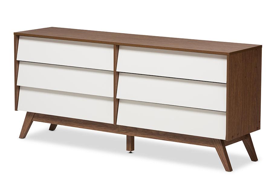 Hildon Mid-Century Modern and Wood 6-Drawer Storage Dresser