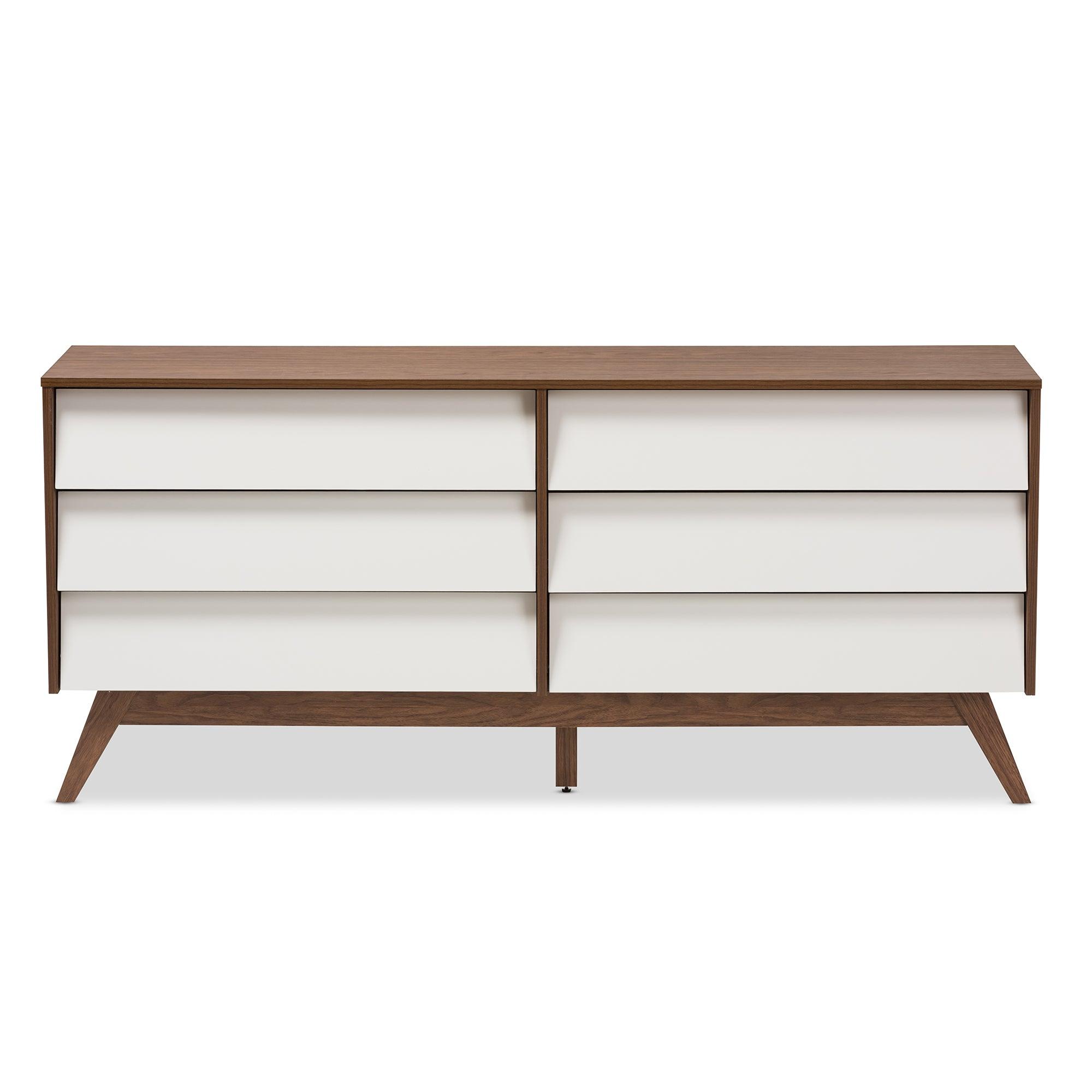 Hildon Mid-Century Modern and Wood 6-Drawer Storage Dresser