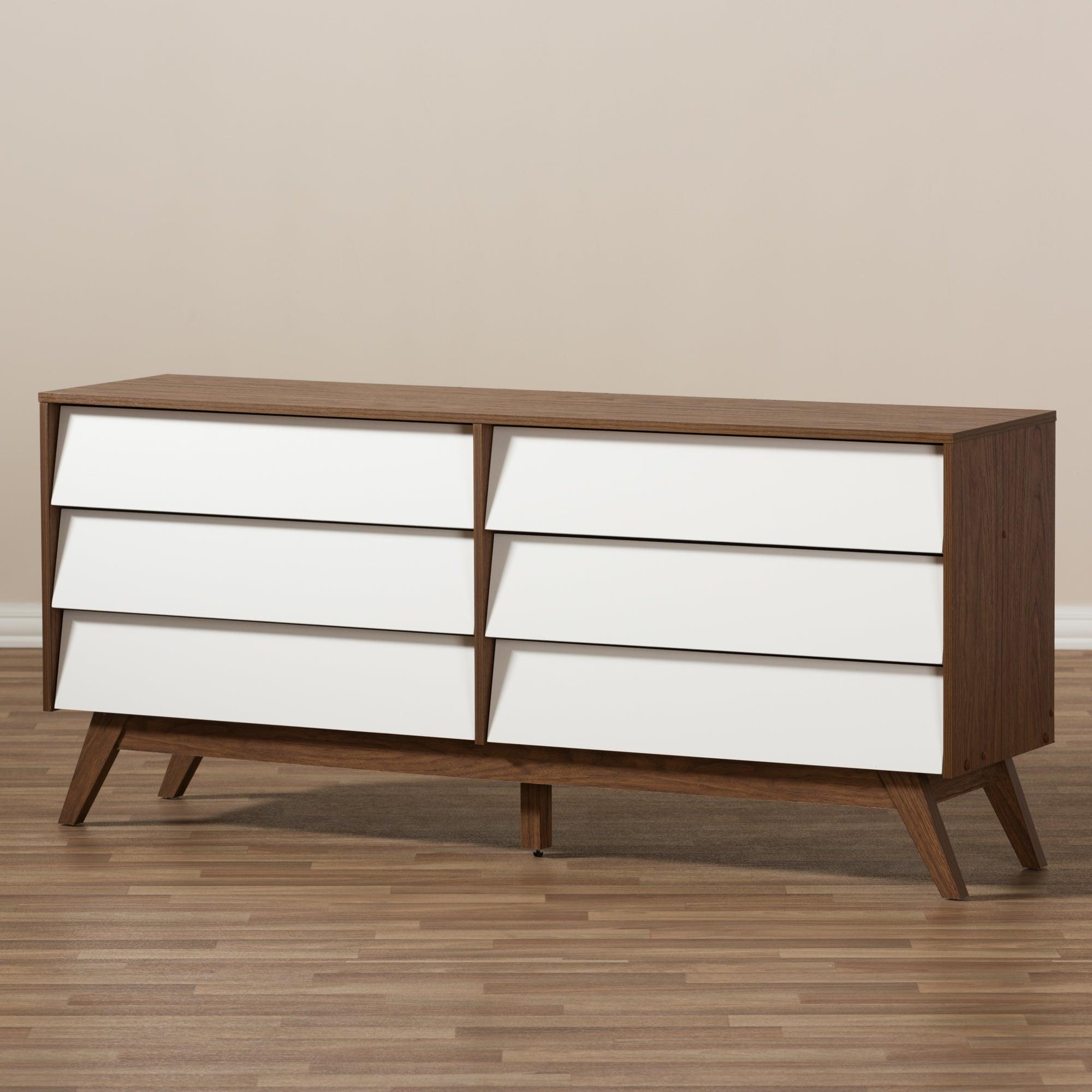 Hildon Mid-Century Modern and Wood 6-Drawer Storage Dresser