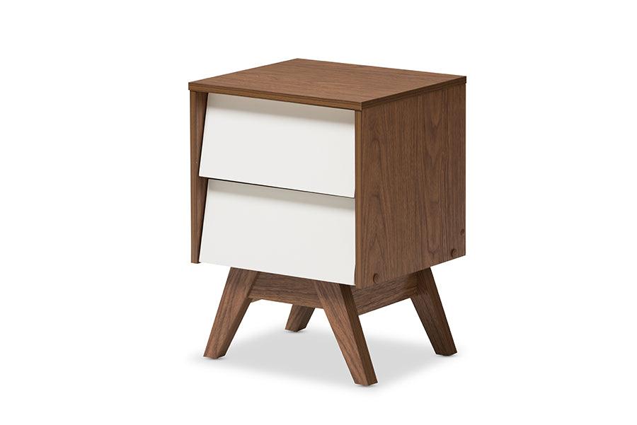 Hildon Mid-Century Modern and Wood 2-Drawer Storage Nightstand