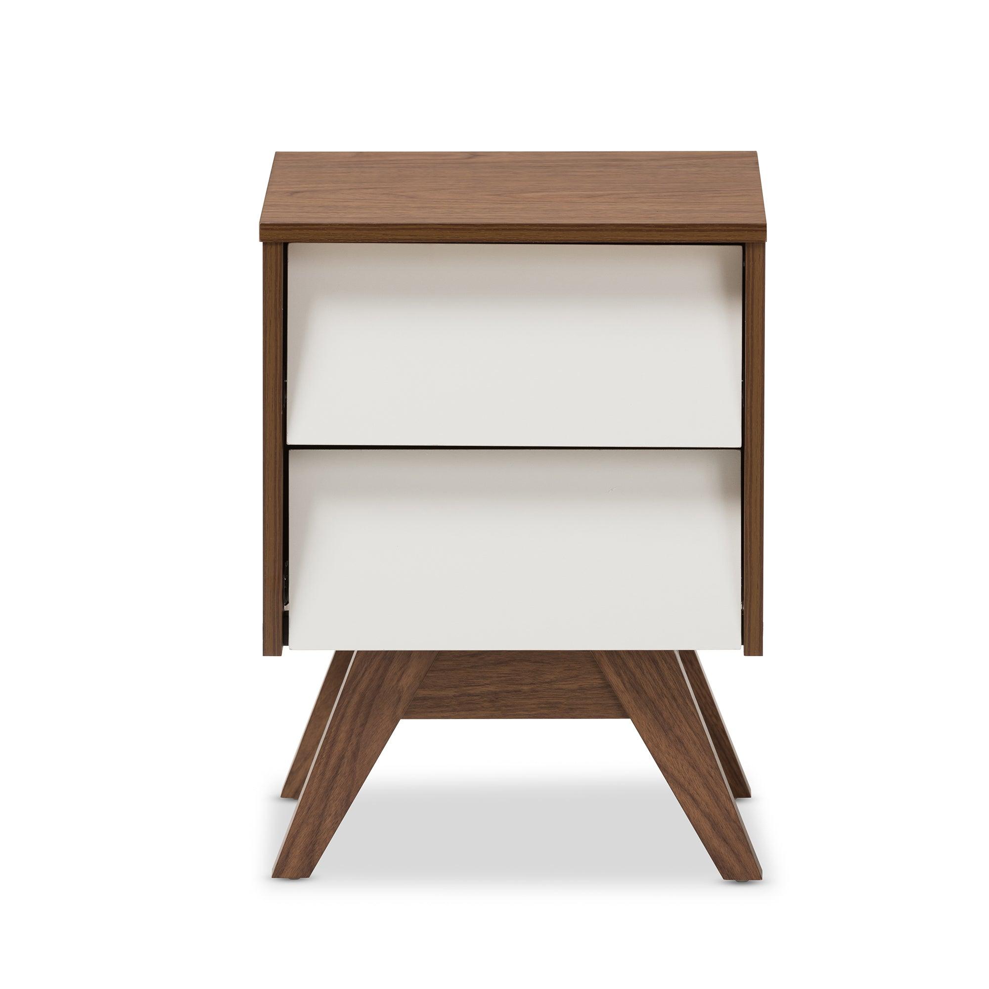 Hildon Mid-Century Modern and Wood 2-Drawer Storage Nightstand