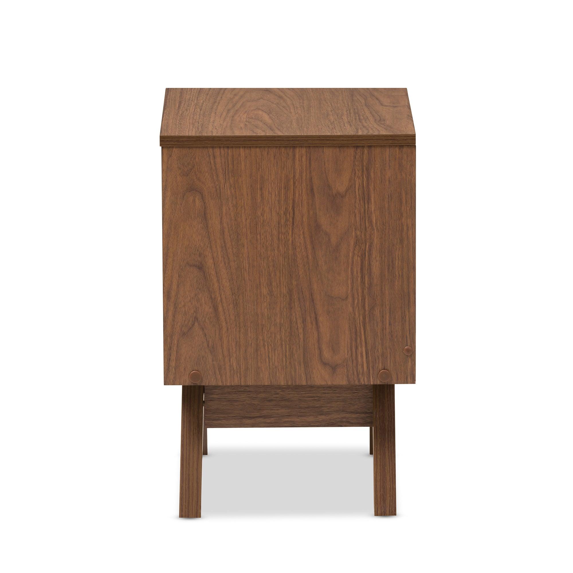 Hildon Mid-Century Modern and Wood 2-Drawer Storage Nightstand