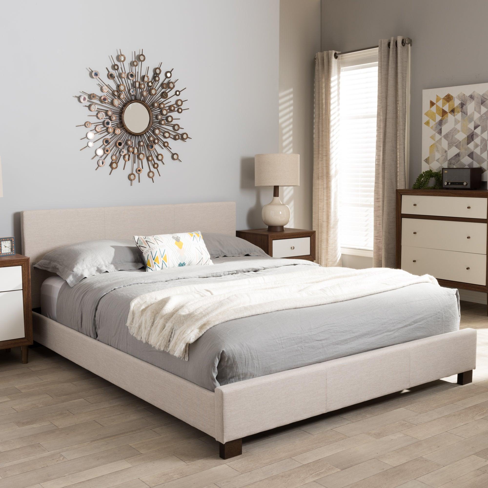 Elizabeth Modern and Contemporary Fabric Upholstered Panel-Stitched Platform Bed