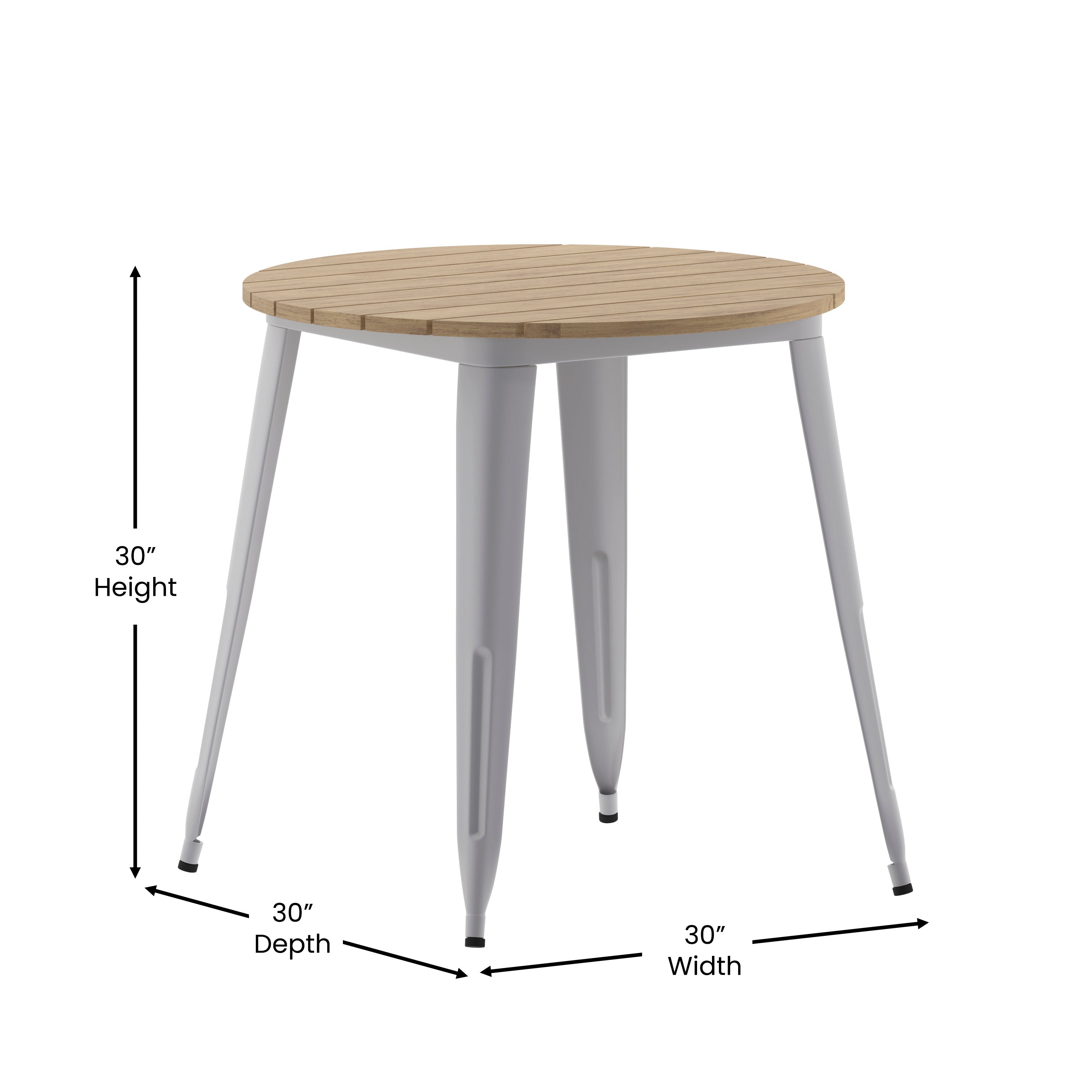 Declan Commercial Grade Indoor/Outdoor Dining Table, 30" Round All Weather Poly Resin Top with Steel Base-Metal Colorful Restaurant Table-Flash Furniture-Wall2Wall Furnishings